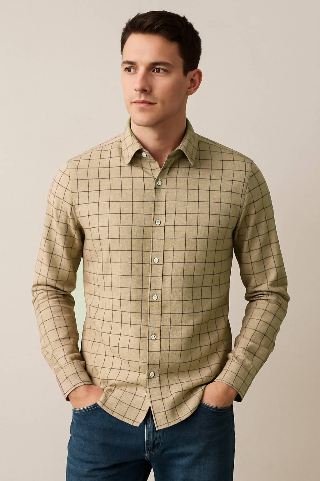     			OQUENT Linen Regular Fit Self Design Full Sleeves Men's Casual Shirt - Camel ( Pack of 1 )