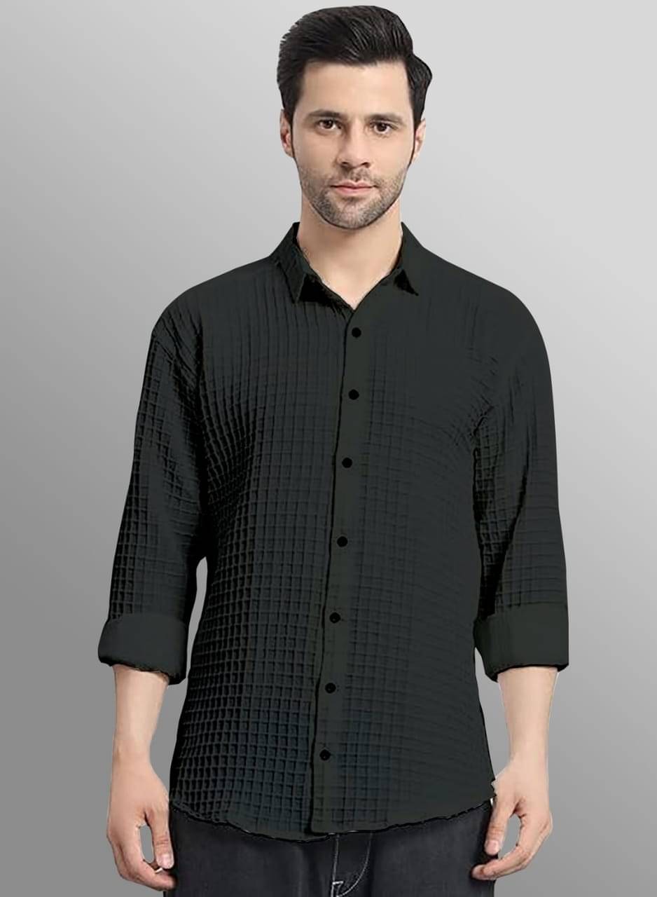 OQUENT Poly Cotton Regular Fit Self Design Full Sleeves Men's Casual Shirt - Black ( Pack of 1 ) OQUENT Poly Cotton Regular Fit Self Design Full Sleeves Men's Casual Shirt - Black ( Pack of 1 )