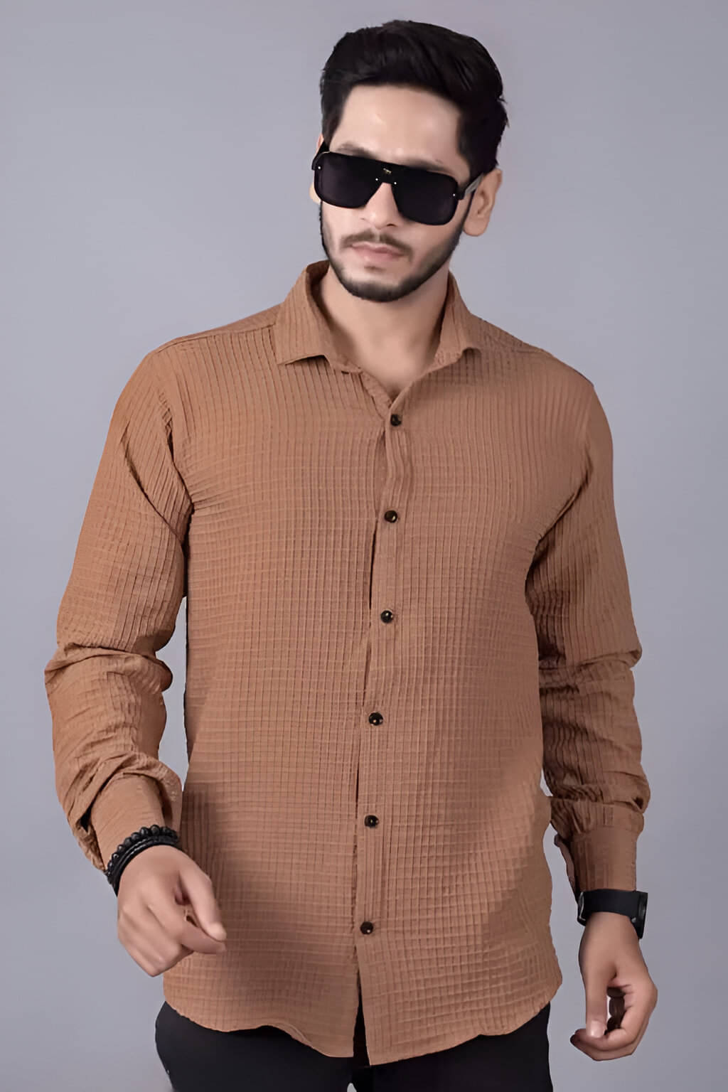 OQUENT Poly Cotton Regular Fit Self Design Full Sleeves Men's Casual Shirt - Brown ( Pack of 1 ) OQUENT Poly Cotton Regular Fit Self Design Full Sleeves Men's Casual Shirt - Brown ( Pack of 1 )