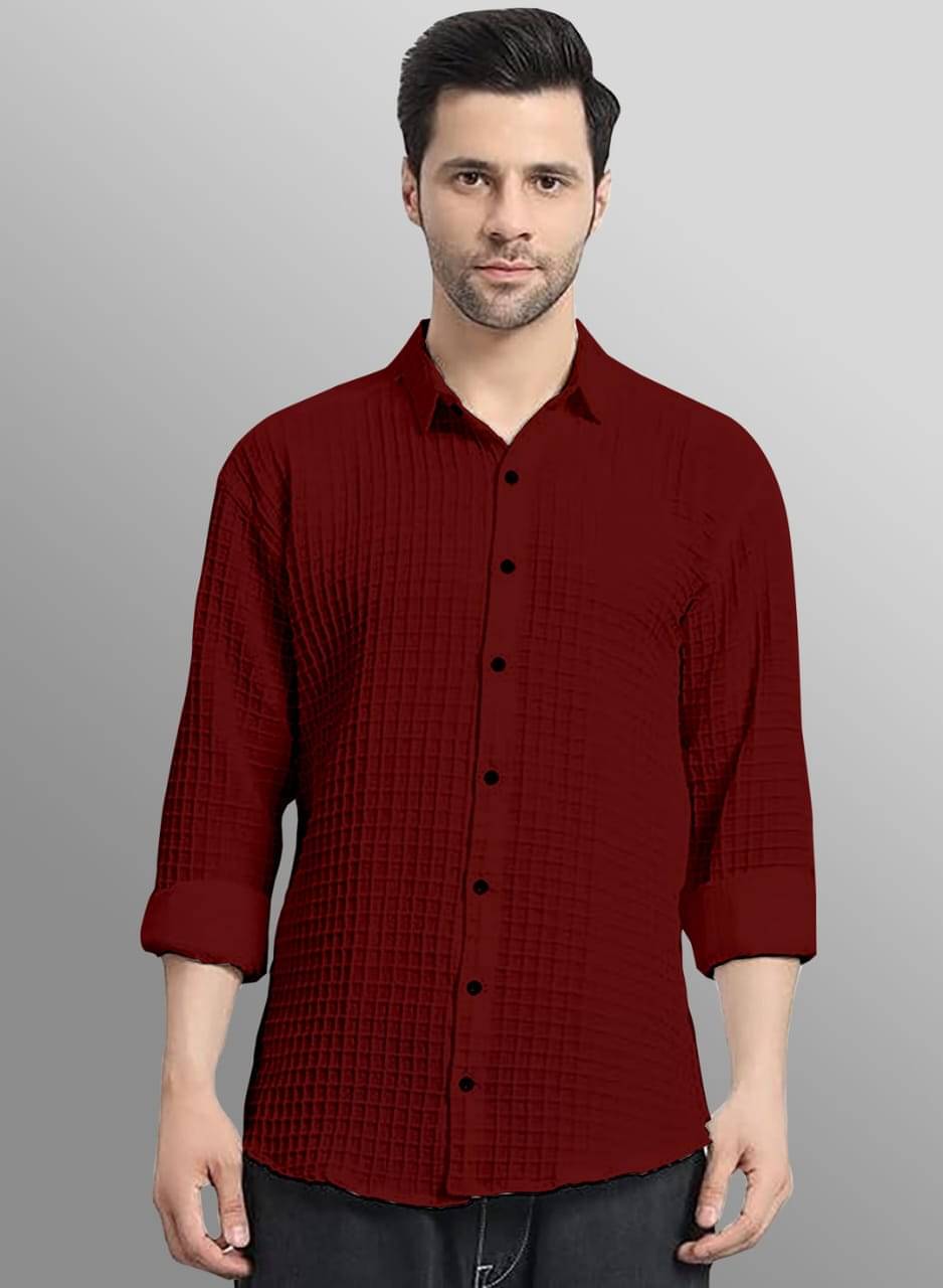 OQUENT Poly Cotton Regular Fit Self Design Full Sleeves Men's Casual Shirt - Maroon ( Pack of 1 ) OQUENT Poly Cotton Regular Fit Self Design Full Sleeves Men's Casual Shirt - Maroon ( Pack of 1 )