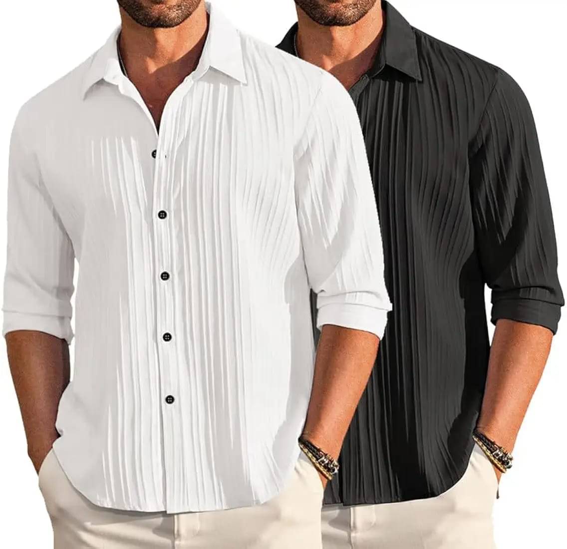     			OQUENT Poly Cotton Regular Fit Self Design Full Sleeves Men's Casual Shirt - Multicolor 11 ( Pack of 1 )