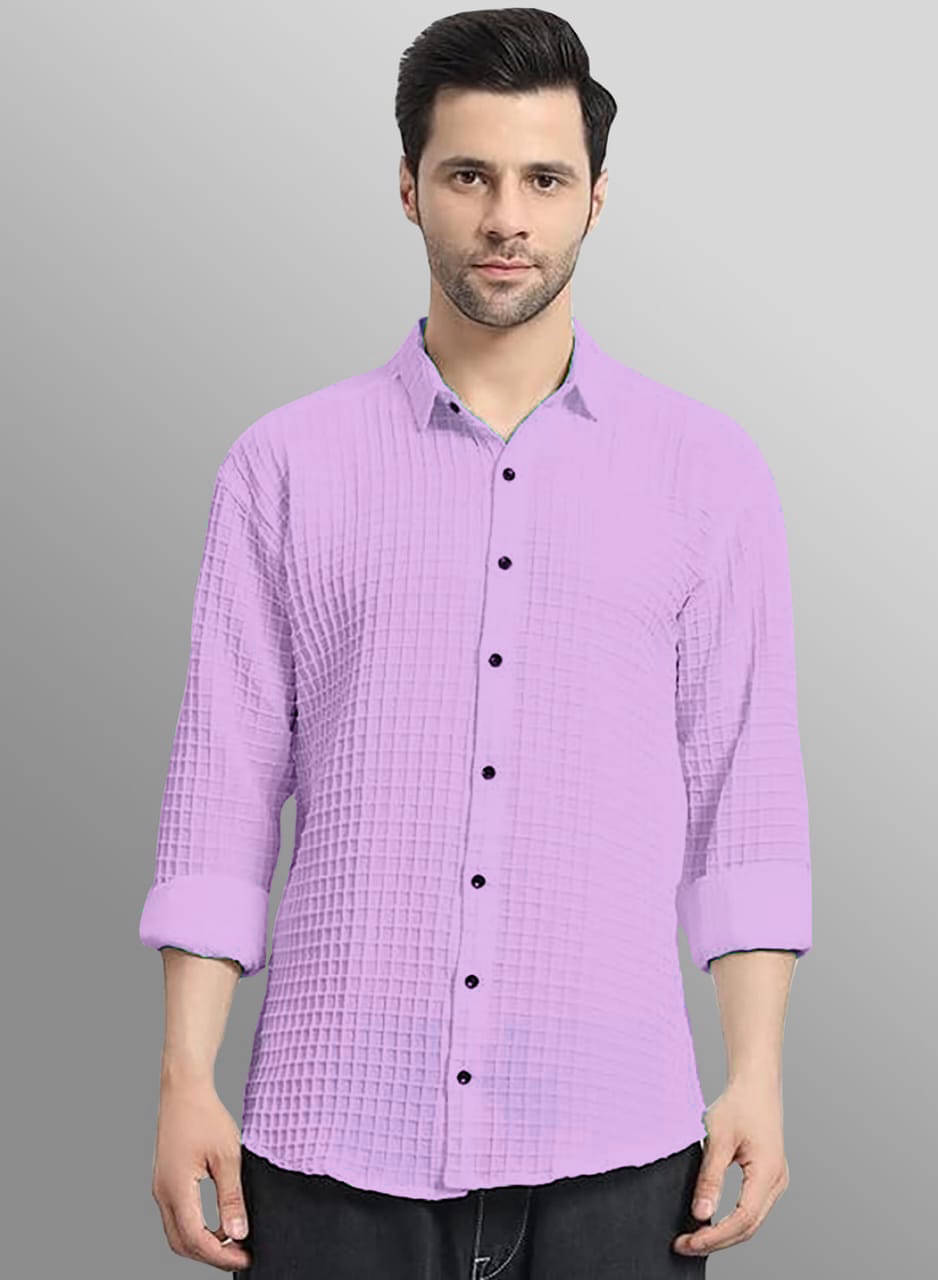     			OQUENT Poly Cotton Regular Fit Self Design Full Sleeves Men's Casual Shirt - Purple ( Pack of 1 )