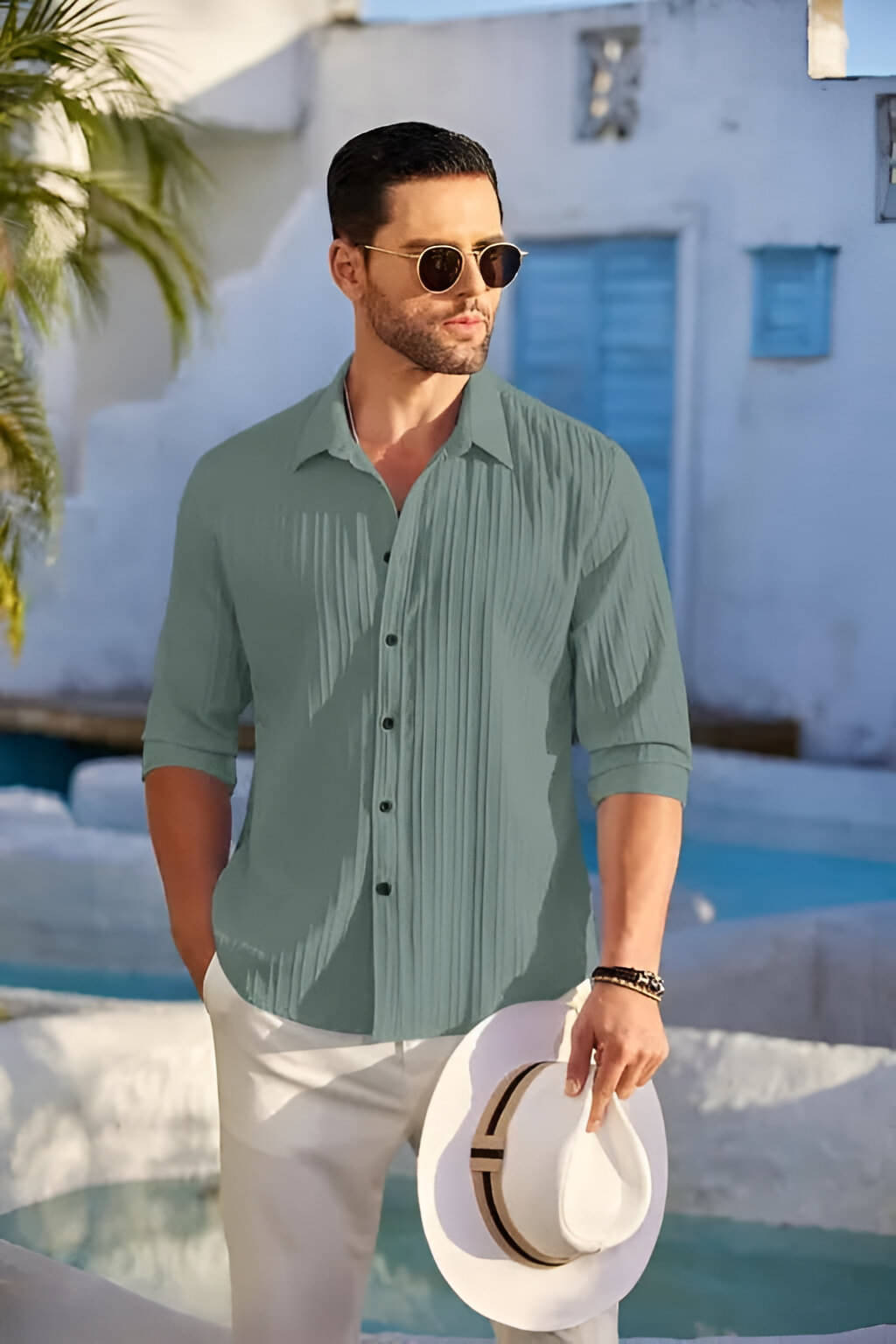 OQUENT Poly Cotton Regular Fit Self Design Full Sleeves Men's Casual Shirt - Sea Green ( Pack of 1 ) OQUENT Poly Cotton Regular Fit Self Design Full Sleeves Men's Casual Shirt - Sea Green ( Pack of 1 )
