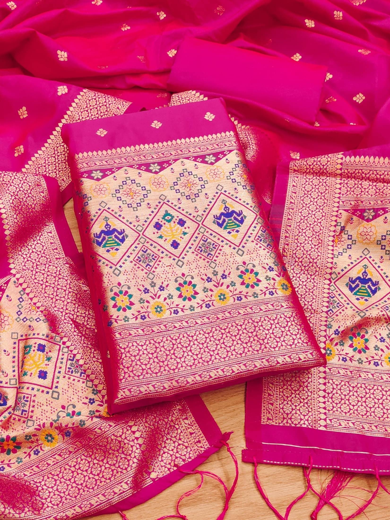     			PANZORA Women Banarasi Unstitched Dress Material ( Magenta )