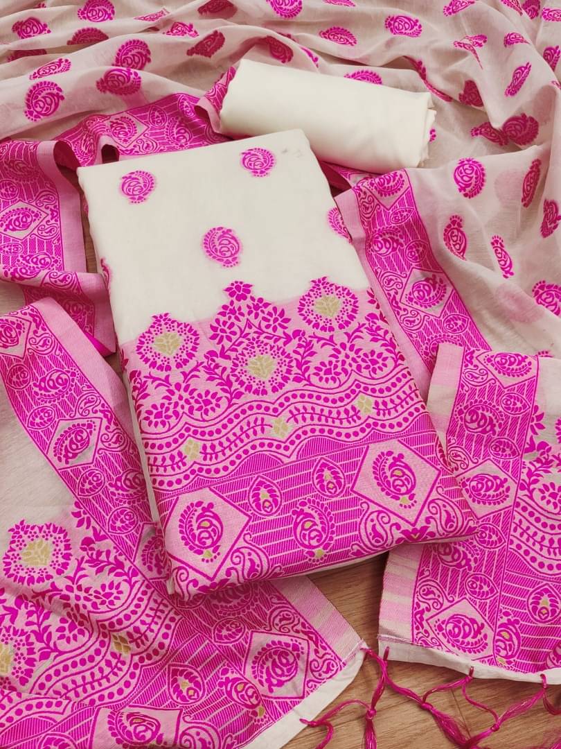     			PANZORA Women Banarasi Unstitched Dress Material ( Pink )