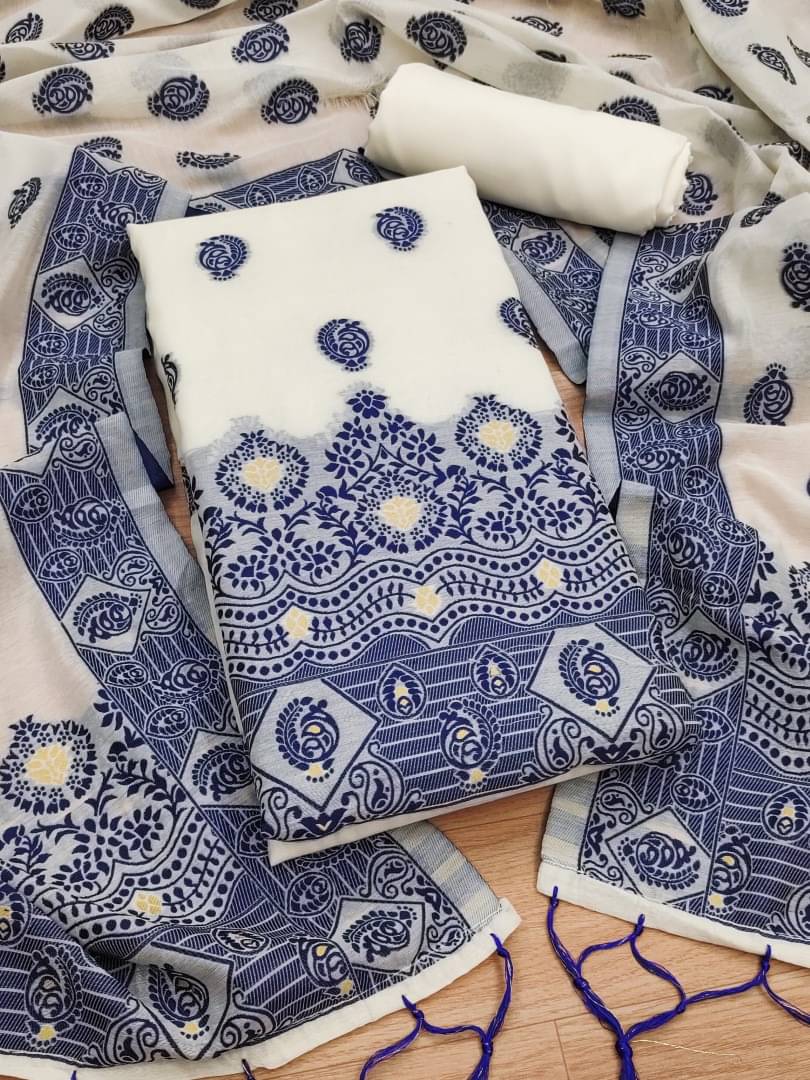     			PANZORA Women Banarasi Unstitched Dress Material ( Blue )