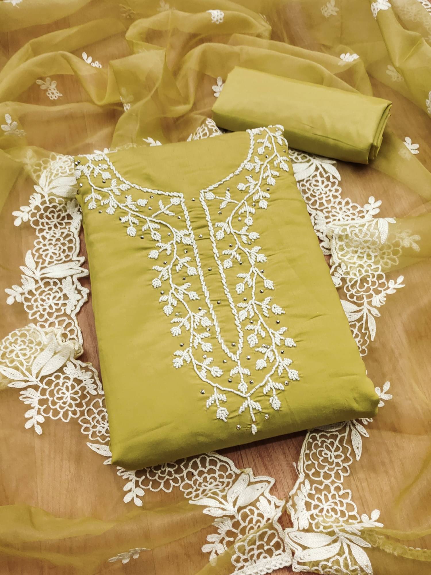     			PANZORA Women Chanderi Unstitched Dress Material ( Yellow )