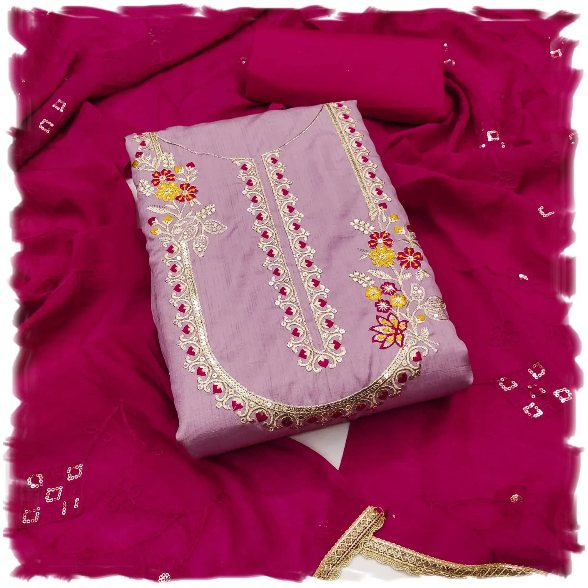     			PANZORA Women Cotton Unstitched Dress Material ( Lavender )