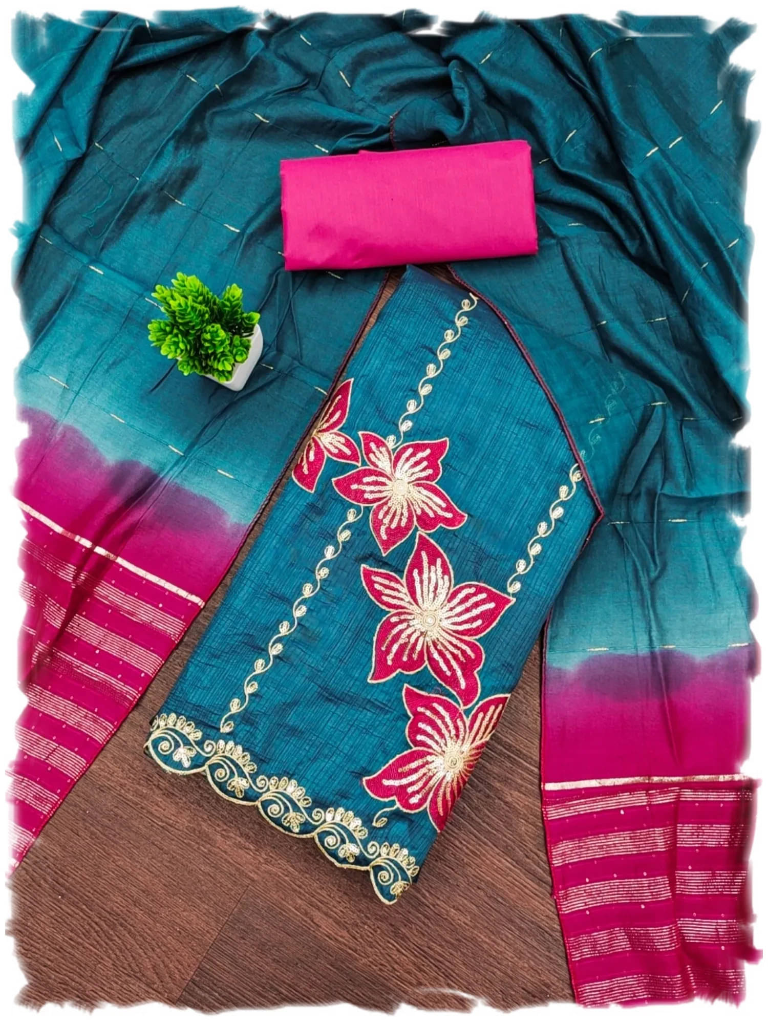 PANZORA Women Cotton Unstitched Dress Material ( Blue ) PANZORA Women Cotton Unstitched Dress Material ( Blue )