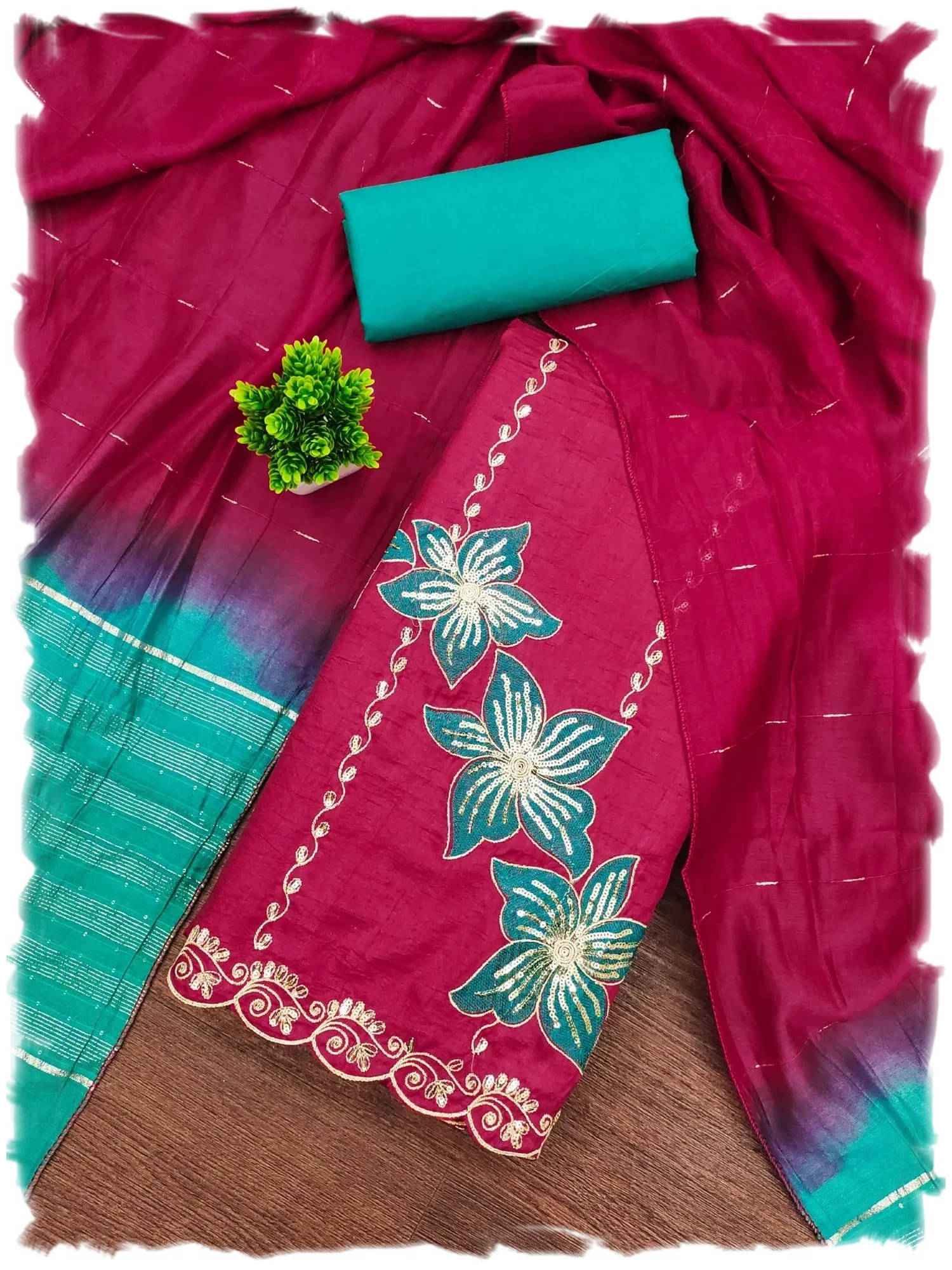 PANZORA Women Cotton Unstitched Dress Material ( Pink ) PANZORA Women Cotton Unstitched Dress Material ( Pink )