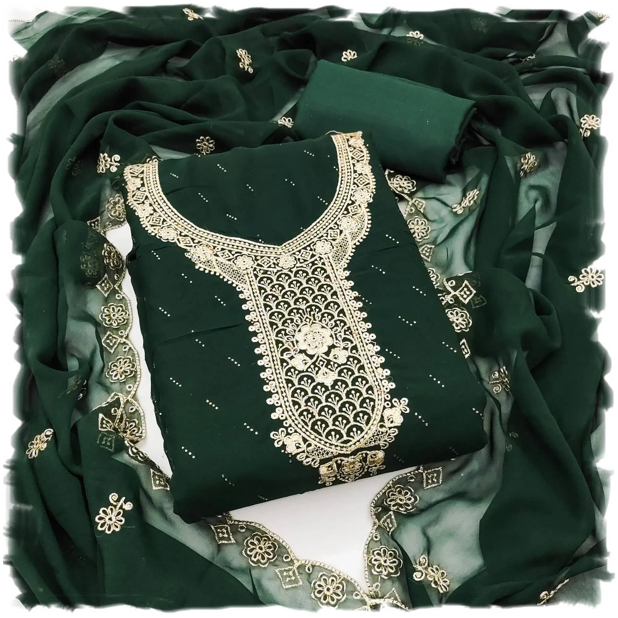     			PANZORA Women Georgette Unstitched Dress Material ( Green )