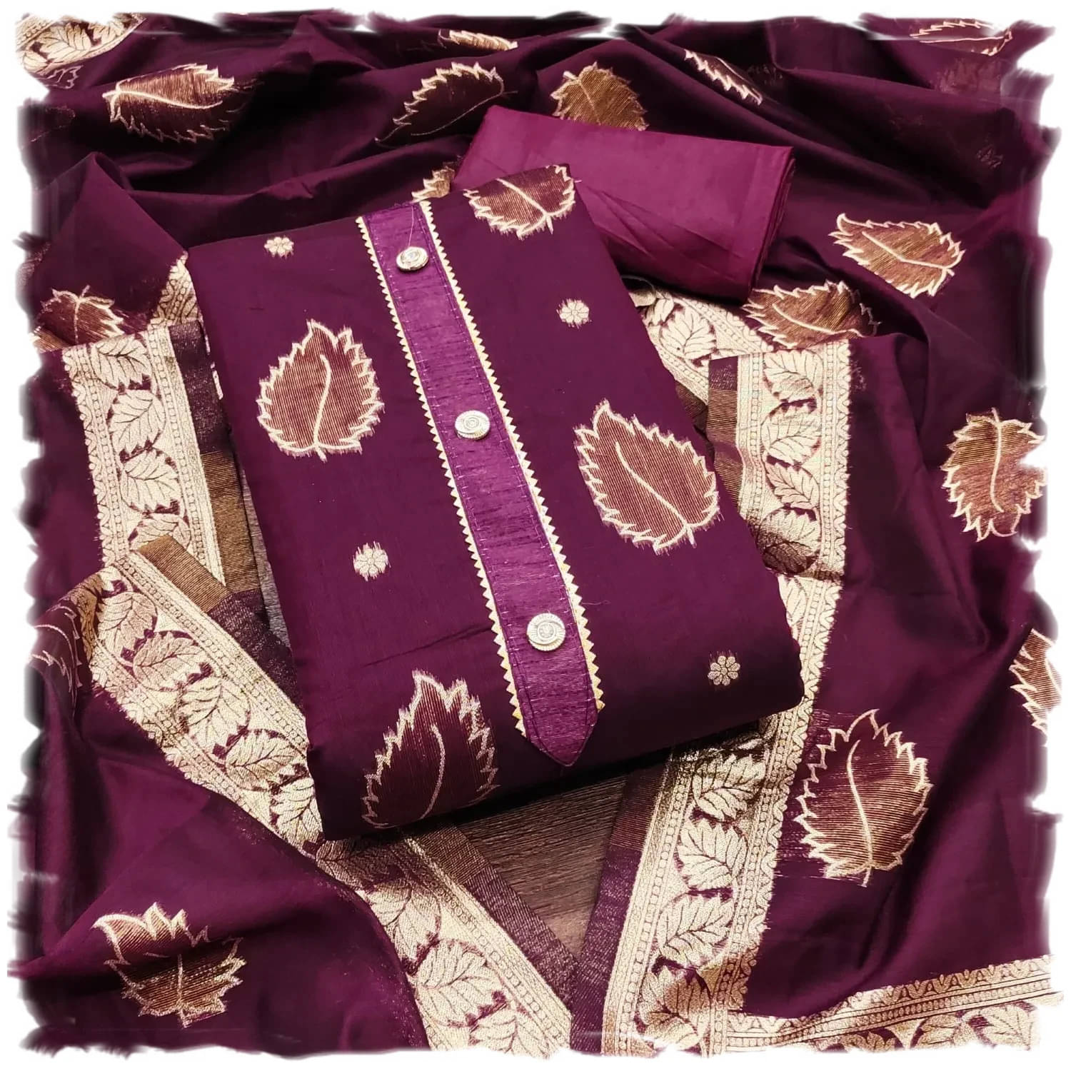     			PANZORA Women Jacquard Unstitched Dress Material ( Purple )