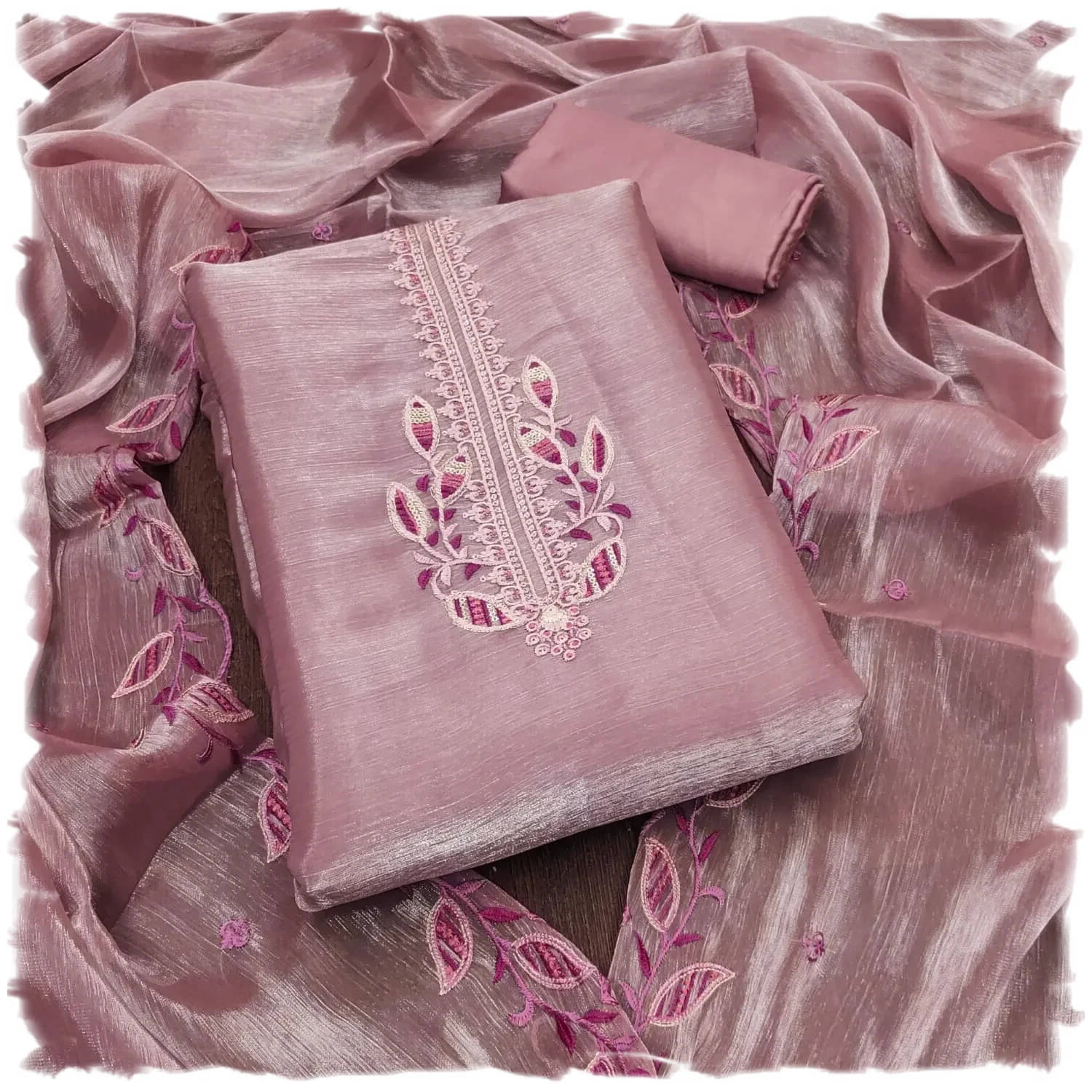     			PANZORA Women Silk Unstitched Dress Material ( Pink )