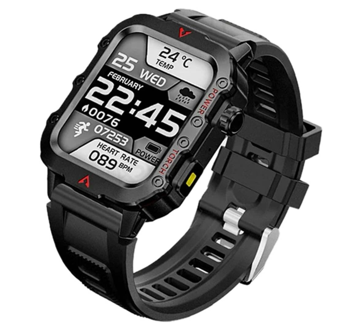     			SKYRISE Sports Edition Smartwatch | Heart Rate | Steps | Wireless Charging Smartwatch (Black Strap, 1.73 Inch Big Sunlight Proof Display)