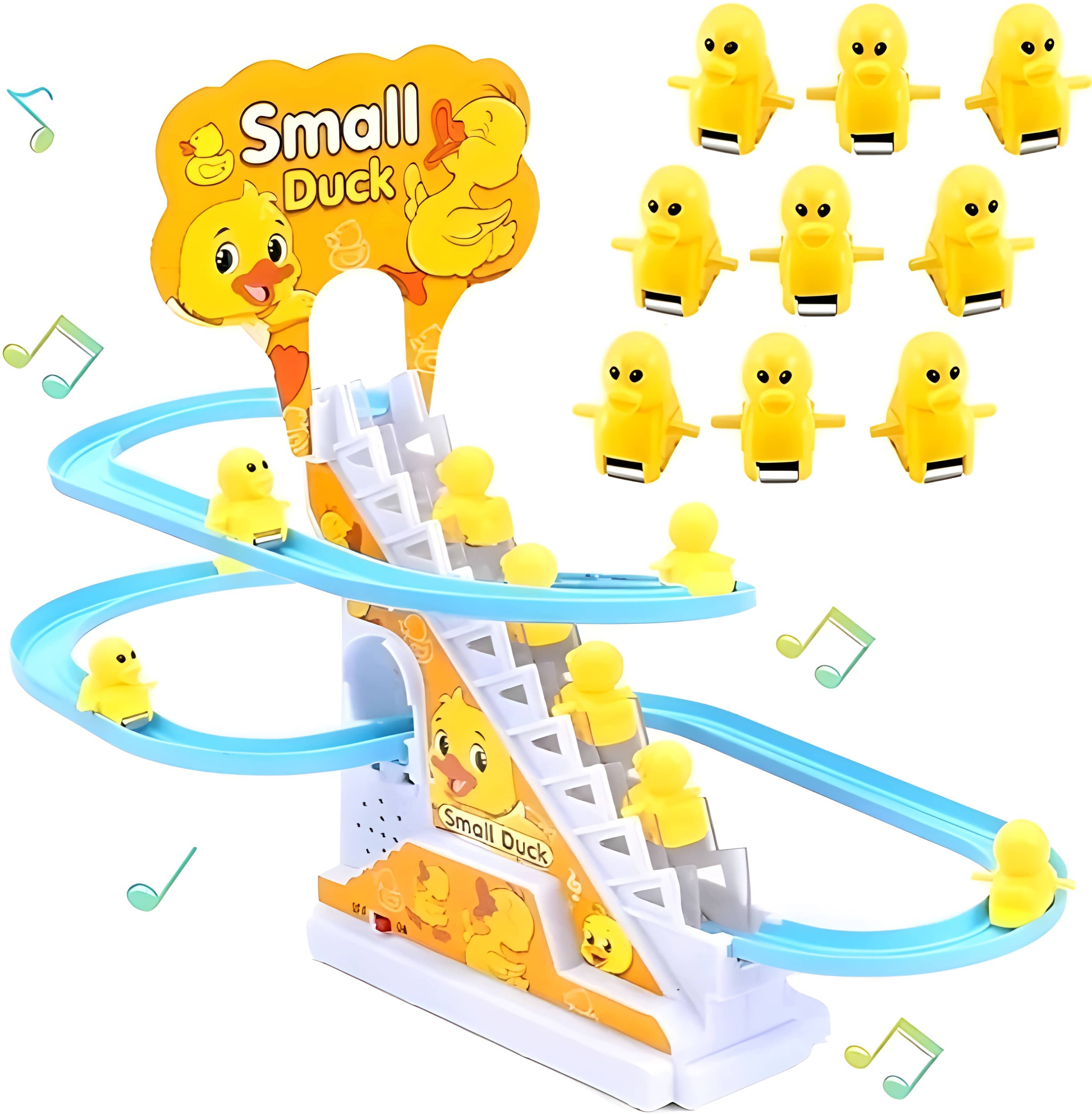     			Small Ducks Climbing Toy Set Duck Roller Coaster with Flashing Lights & Music