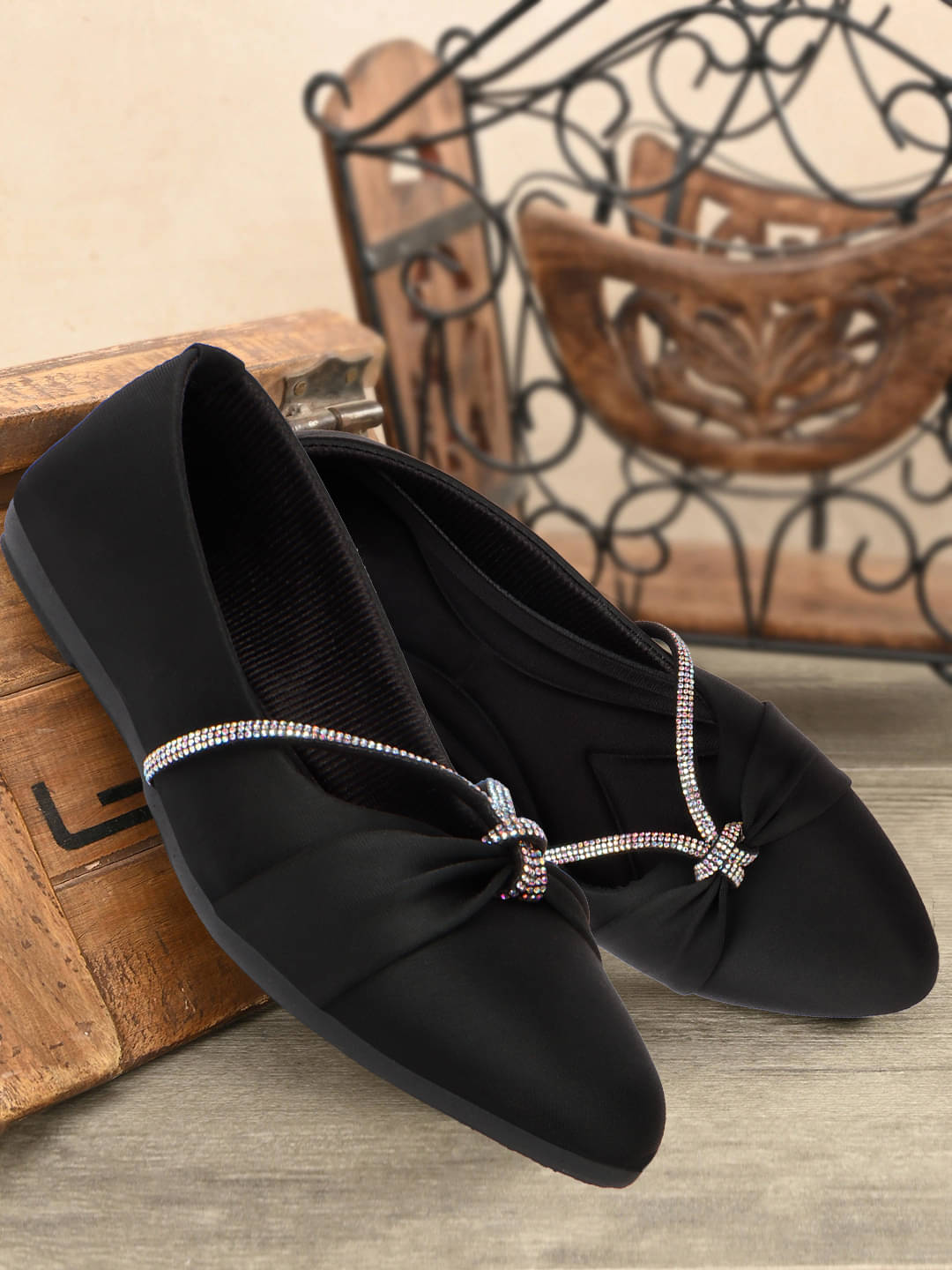 Sneakersvilla Black Women's Ethnic Ballerinas Sneakersvilla Black Women's Ethnic Ballerinas
