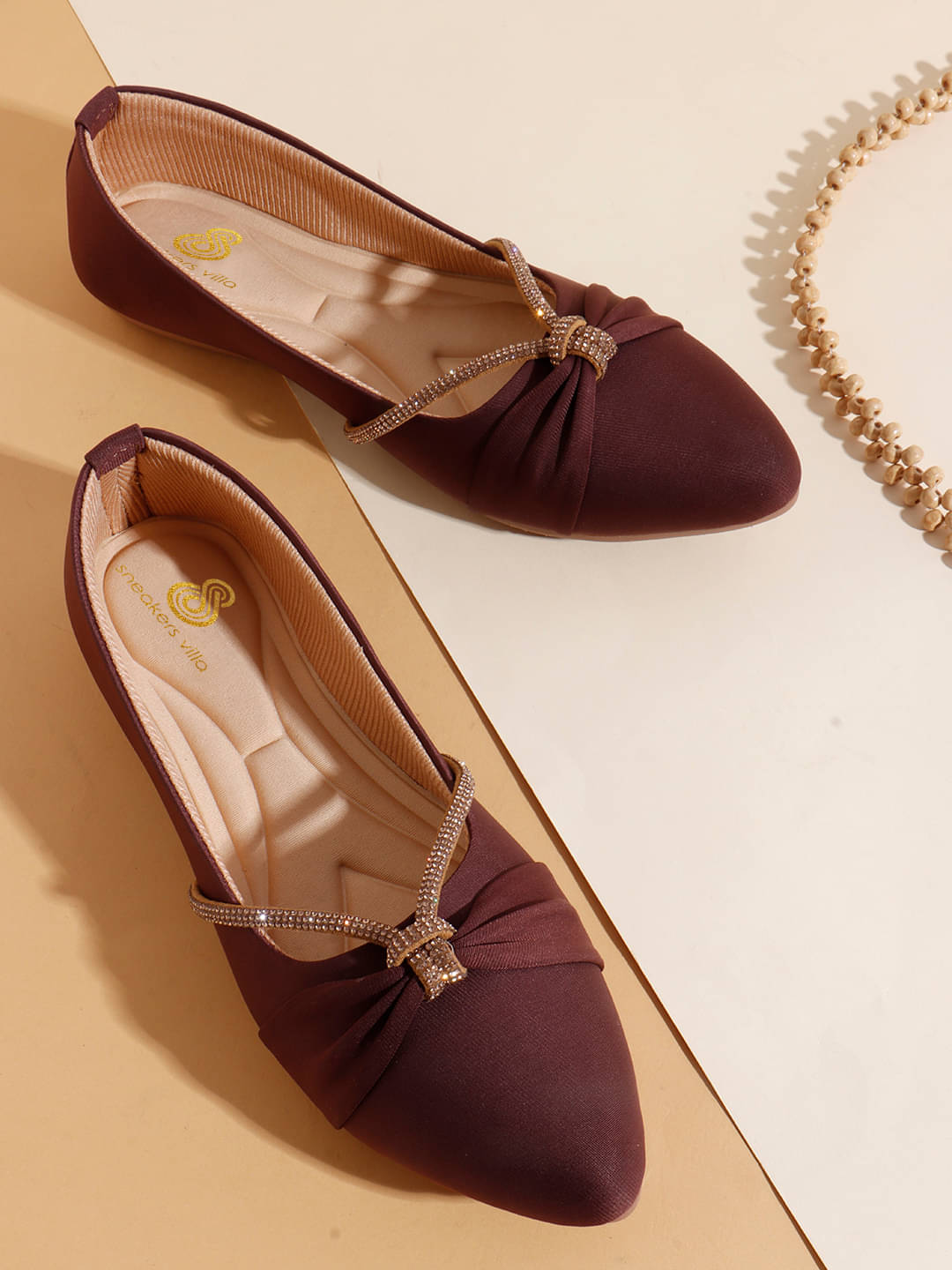 Sneakersvilla Brown Women's Ethnic Ballerinas     			Sneakersvilla Brown Women's Ethnic Ballerinas