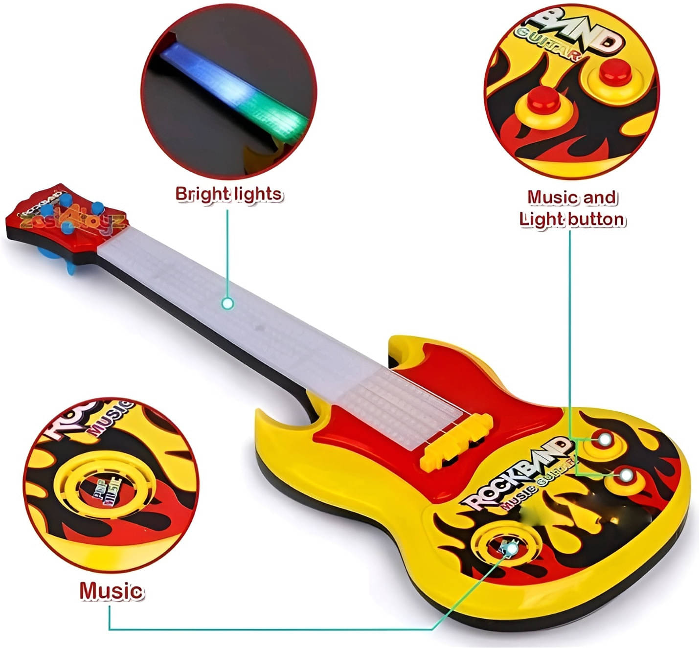 String Stylish Musical Guitar Handheld Best Toy Gift with Light for kids String Stylish Musical Guitar Handheld Best Toy Gift with Light for kids