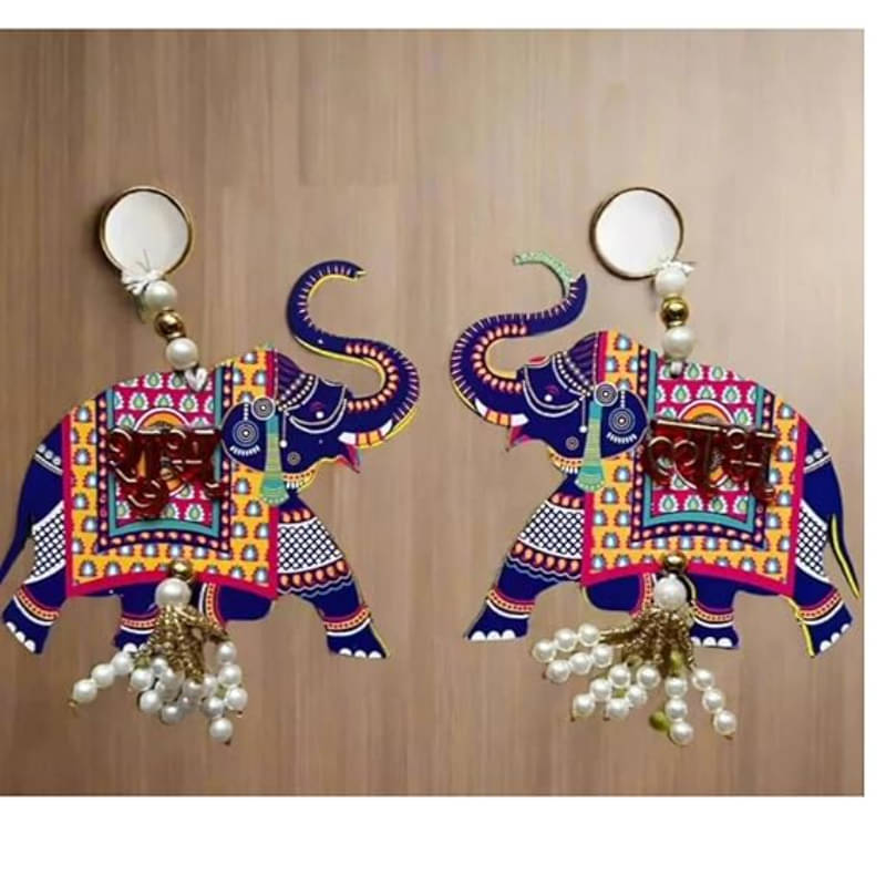 Traditional Hadmade Elephant with Shubh Labh Set of 2 Wall Hanging |Toran Door Hanging |Bandarwal Traditional Hadmade Elephant with Shubh Labh Set of 2 Wall Hanging |Toran Door Hanging |Bandarwal