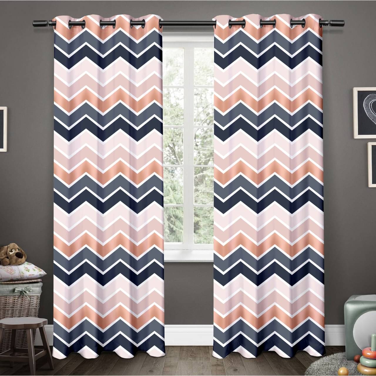    			Tramb Abstract Room Darkening Eyelet Curtain 9 FT ( Pack of 1 ) - Multi Color