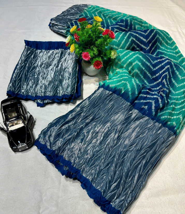     			VAANISRI Chiffon Printed Regular Saree With Unstitched Blouse Piece ( Teal )