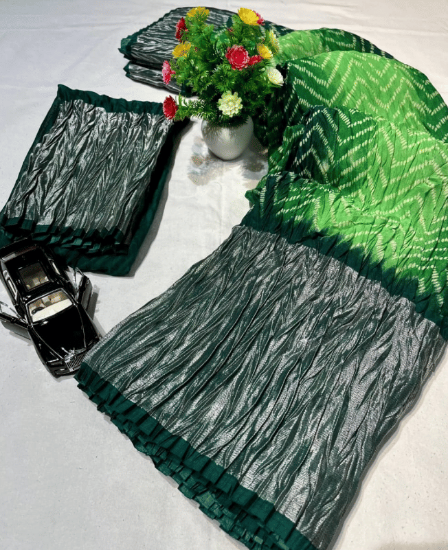     			VAANISRI Chiffon Printed Regular Saree With Unstitched Blouse Piece ( Green )