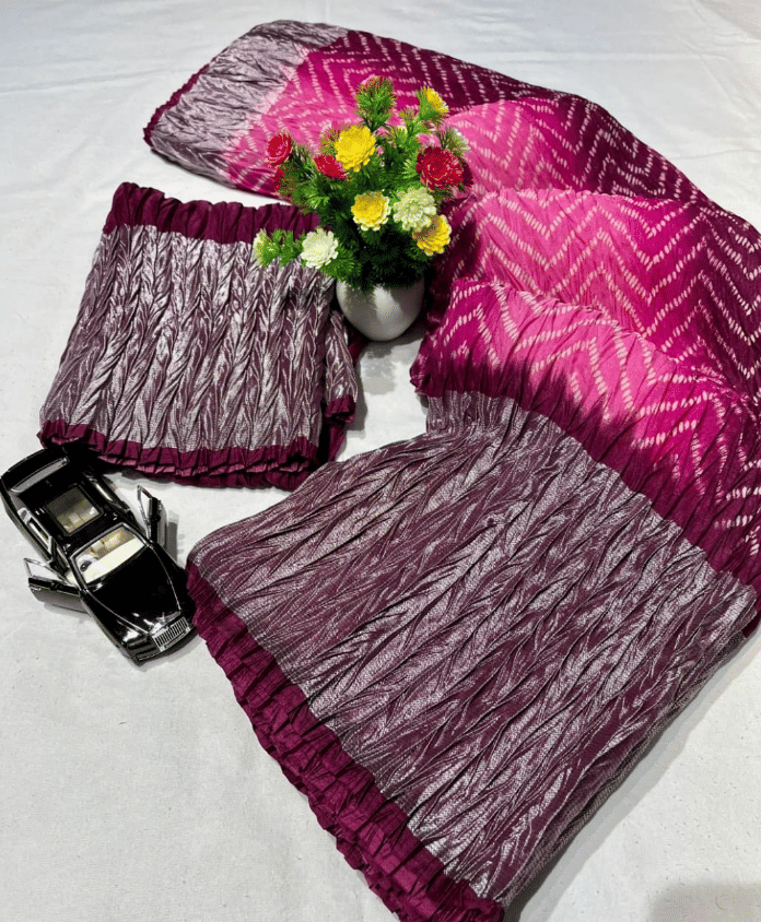     			VAANISRI Chiffon Printed Regular Saree With Unstitched Blouse Piece ( Pink )
