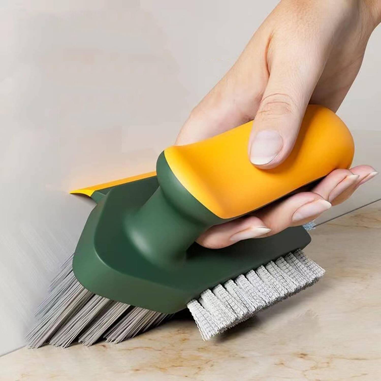     			VBE  Cleaner Brush 4 in 1 with Squeegee,Bathroom Cleaning Brushes,V-Shape Gap Scrub Brush Crevice Cleaning Brush Tools, Multifunctional scrubbing Floor Brush for Corner,Window,Sink,Kitchen