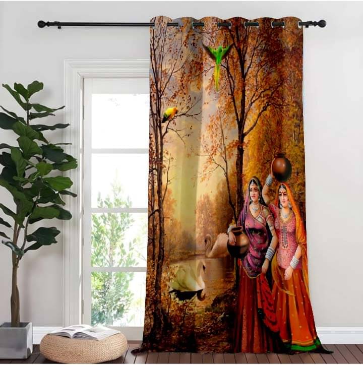 Women Dezier Abstract Room Darkening Eyelet Curtain 5 ft ( Pack of 1 ) - Multi Color Women Dezier Abstract Room Darkening Eyelet Curtain 5 ft ( Pack of 1 ) - Multi Color