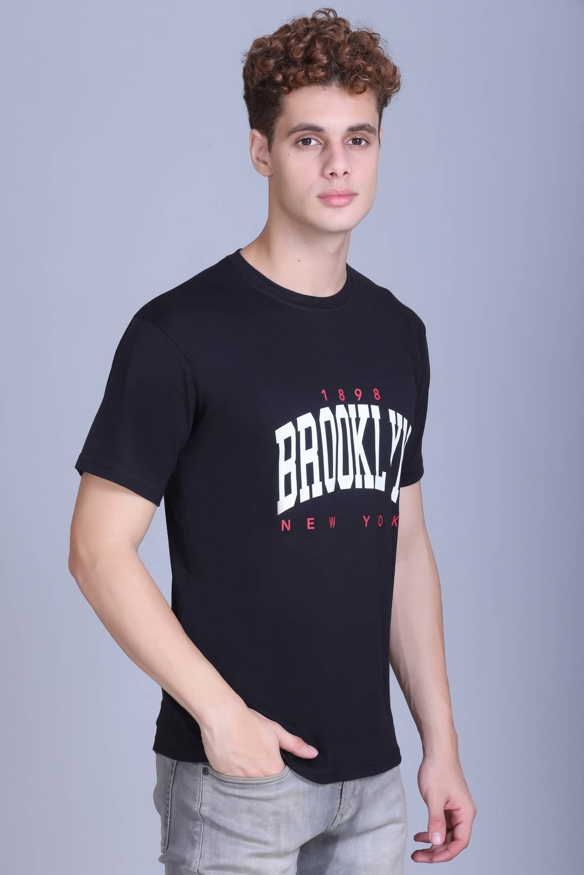     			ZEFFORA Men Cotton Blend Regular Fit Printed T-Shirt ( Black )