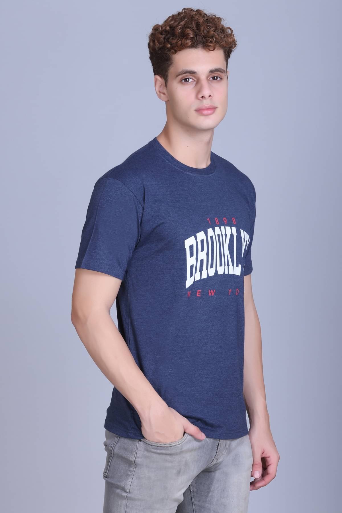     			ZEFFORA Men Cotton Blend Regular Fit Printed T-Shirt ( Blue )