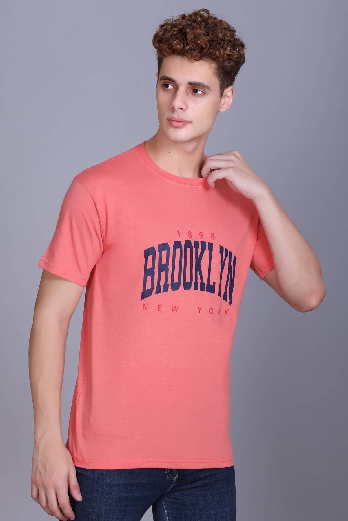     			ZEFFORA Men Cotton Blend Regular Fit Printed T-Shirt ( Orange )