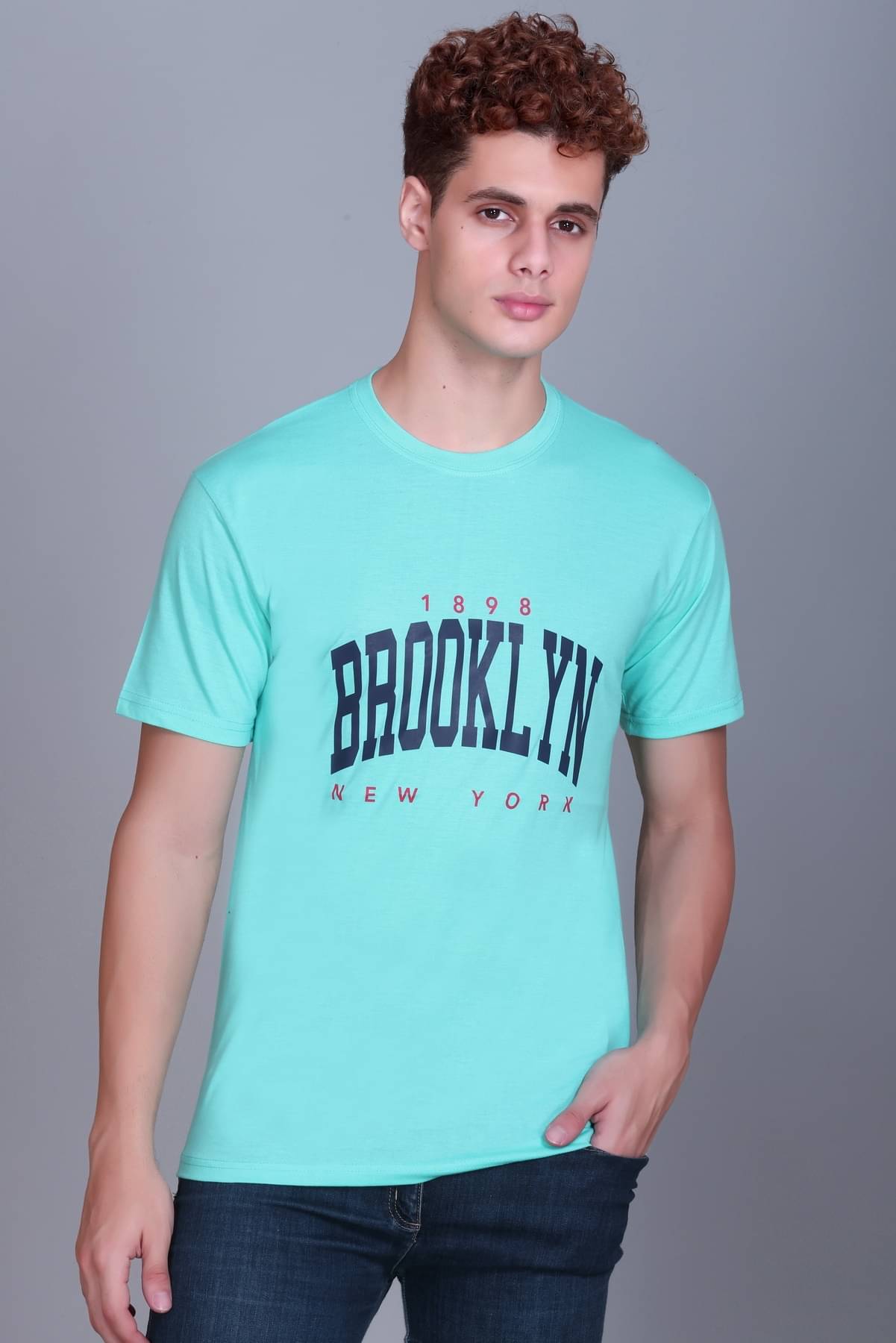     			ZEFFORA Men Cotton Blend Regular Fit Printed T-Shirt ( Sea Green )