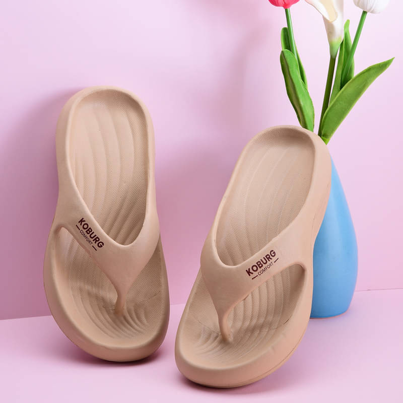     			koburg Beige Women's Flip Flop