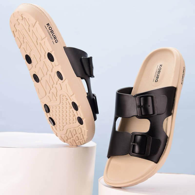     			koburg Black Men's Daily Slipper