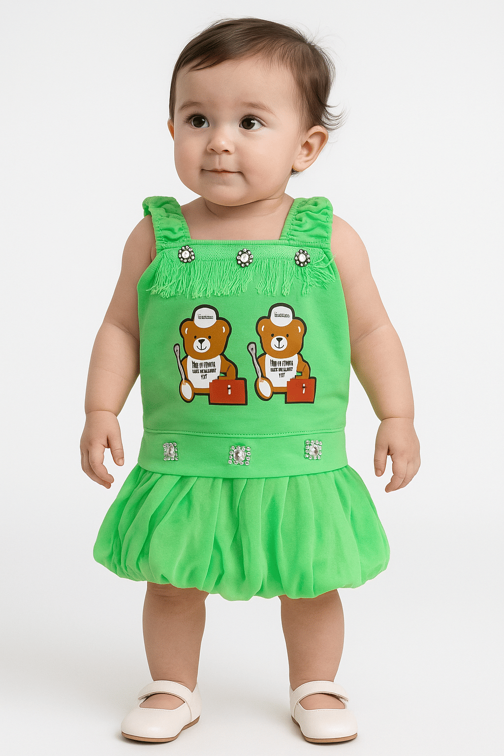     			maddock corp Pack of 1 Baby Girls,Unisex for Baby Crepe Dress ( Green )