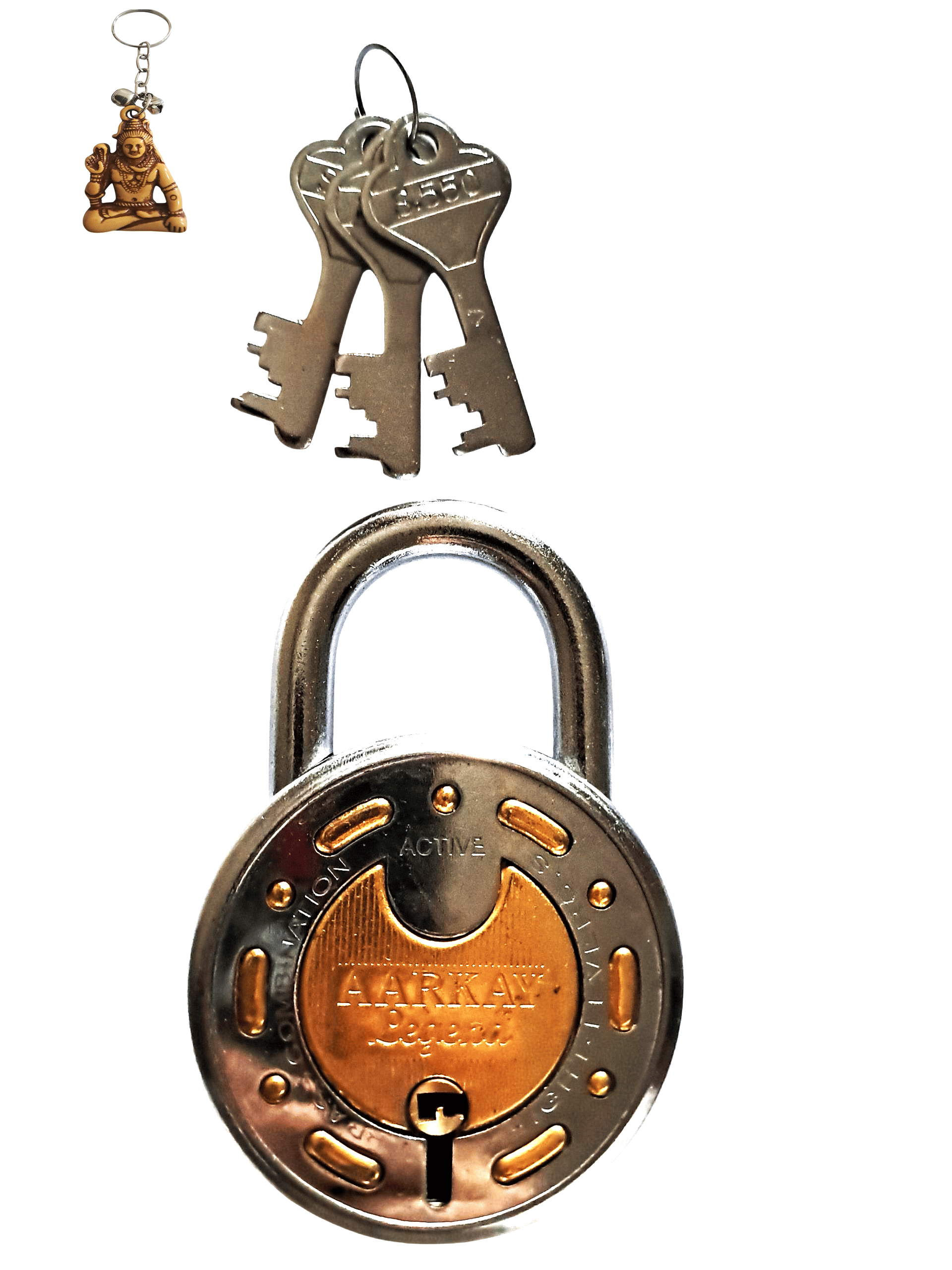     			wooden key chain with padlock 65mm  solid brass combination  8 levers pack of 1
