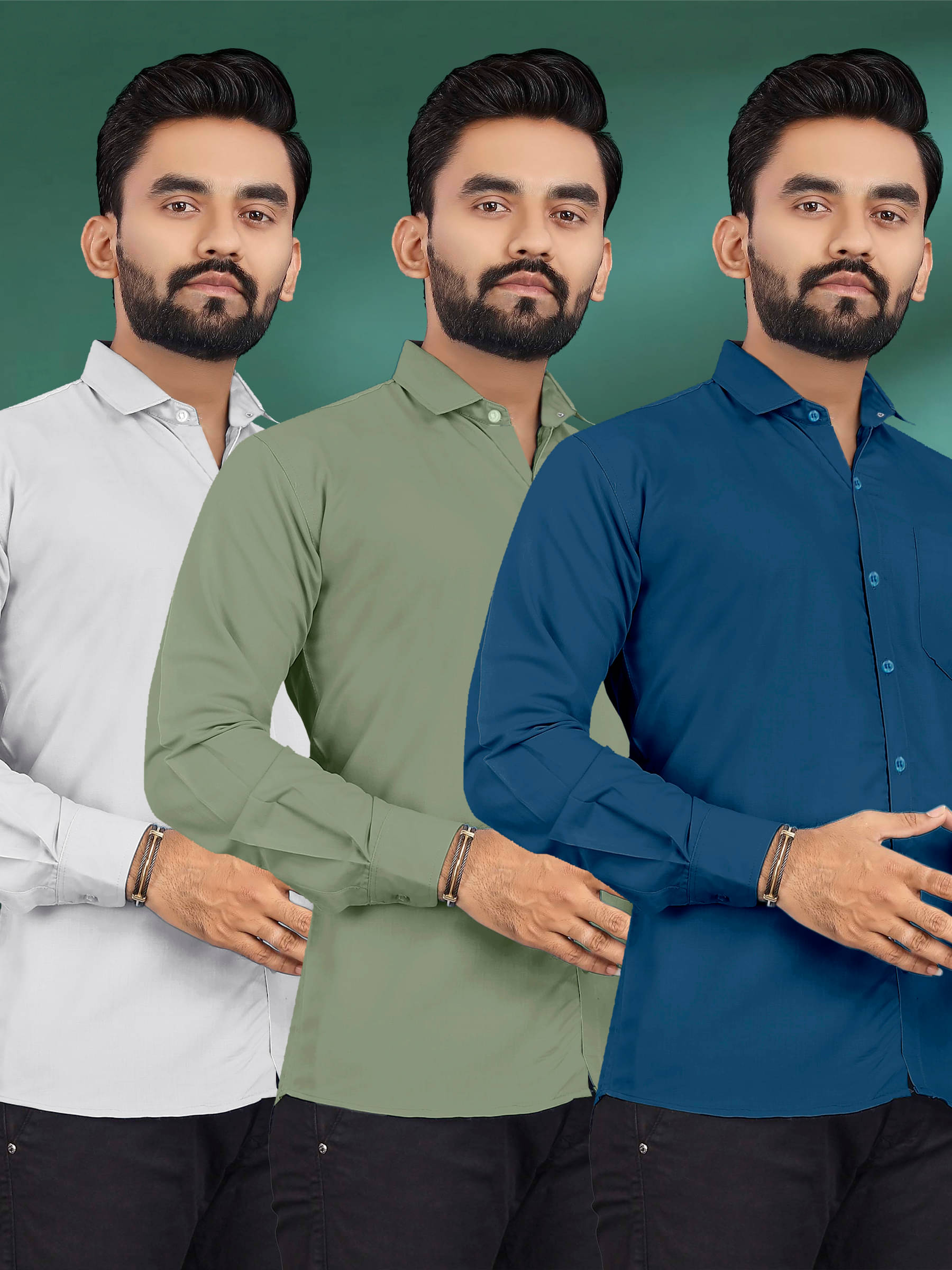     			ALY JH0N Cotton Regular Fit Full Sleeves Men's Formal Shirt - Multicolor 4 ( Pack of 3 )