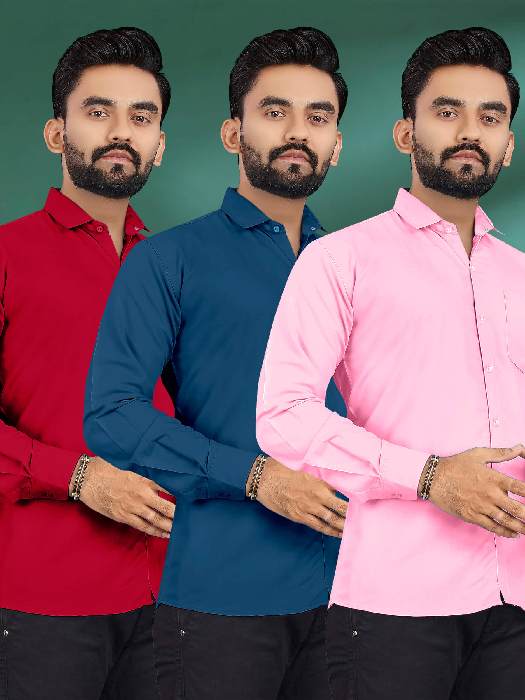     			ALY JH0N Cotton Regular Fit Full Sleeves Men's Formal Shirt - Multicolor ( Pack of 3 )