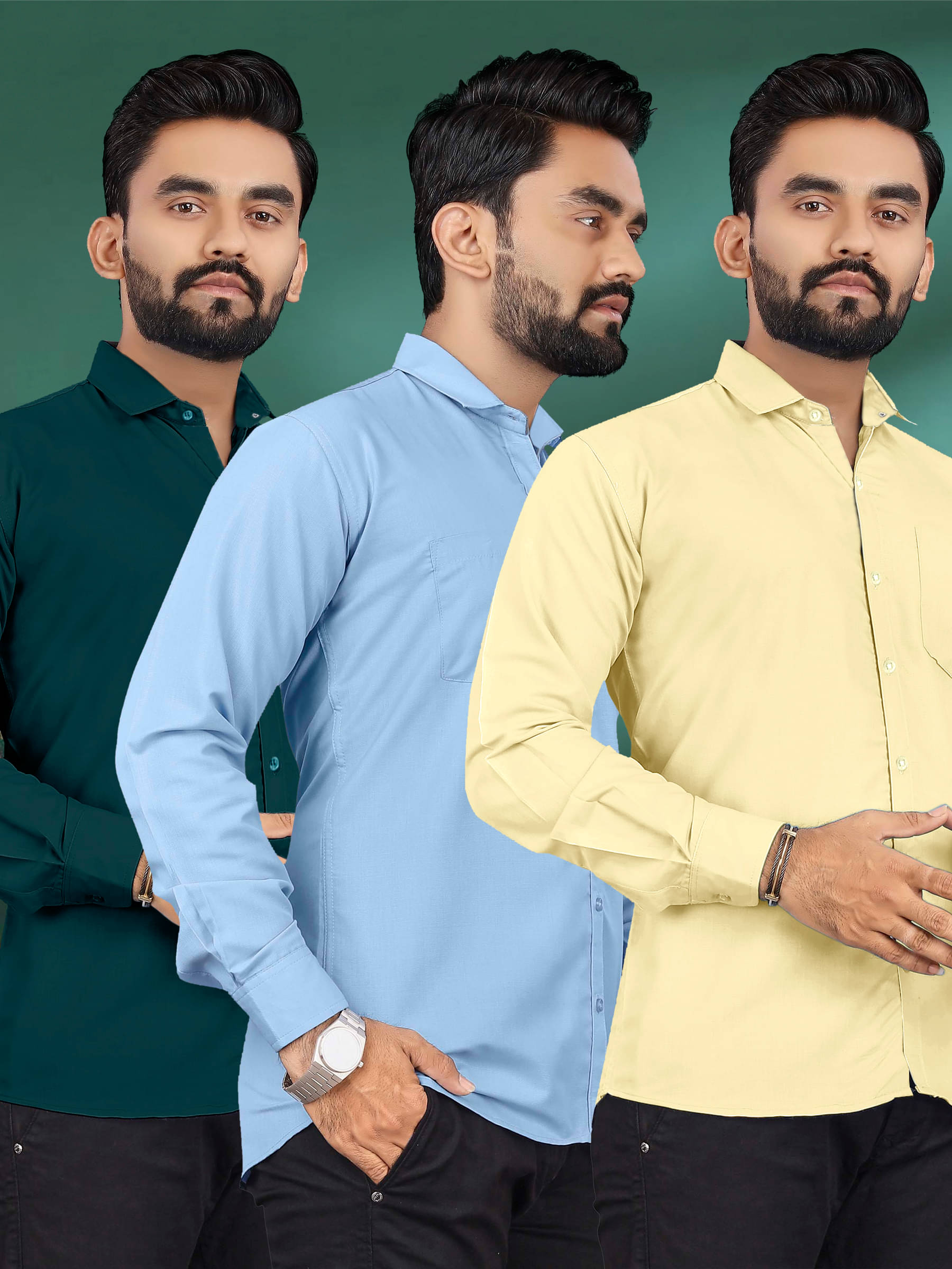 ALY JH0N Cotton Regular Fit Full Sleeves Men's Formal Shirt - Multicolor 9 ( Pack of 3 ) ALY JH0N Cotton Regular Fit Full Sleeves Men's Formal Shirt - Multicolor 9 ( Pack of 3 )