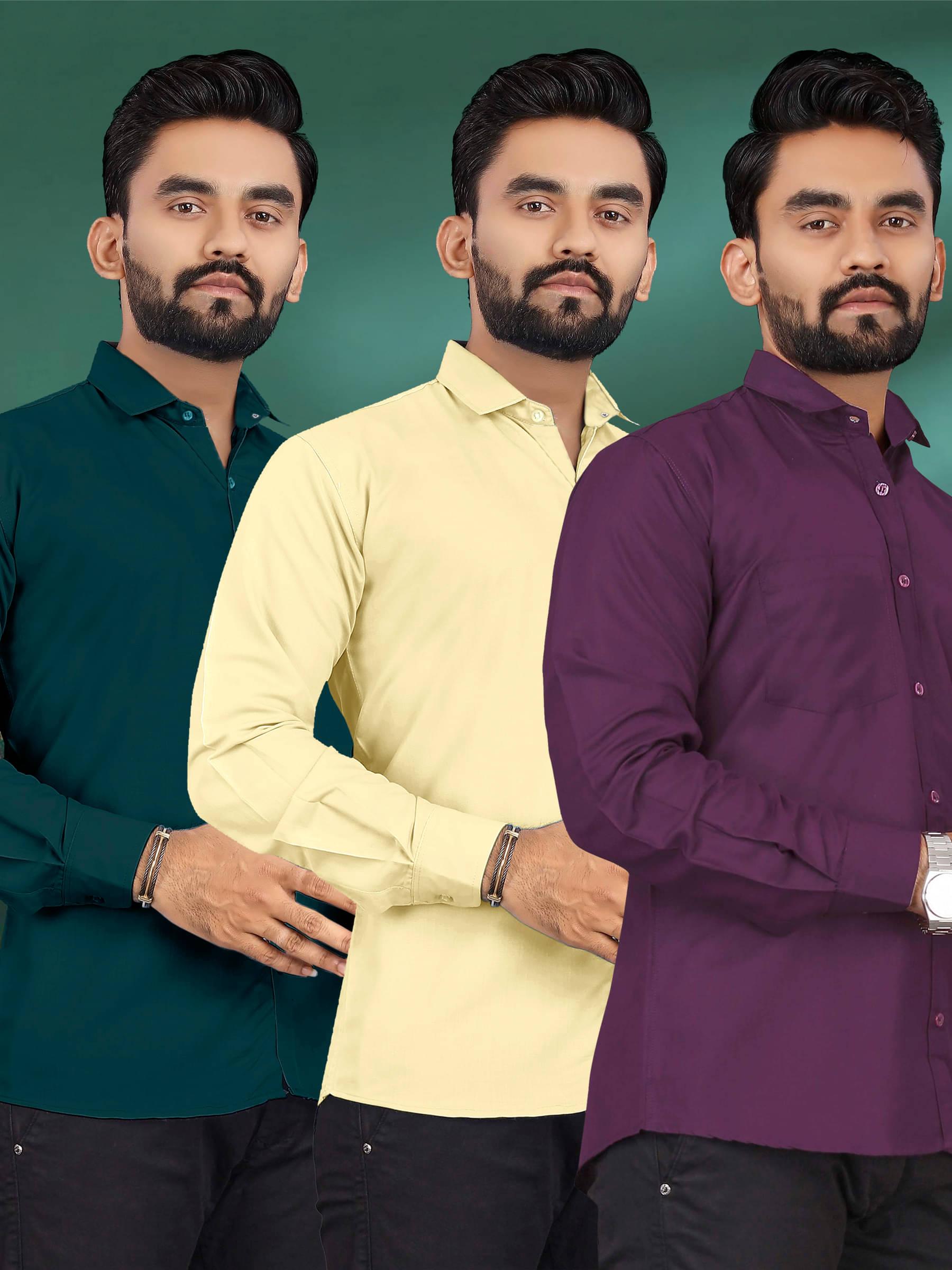     			ALY JH0N Cotton Regular Fit Full Sleeves Men's Formal Shirt - Multicolor 7 ( Pack of 3 )