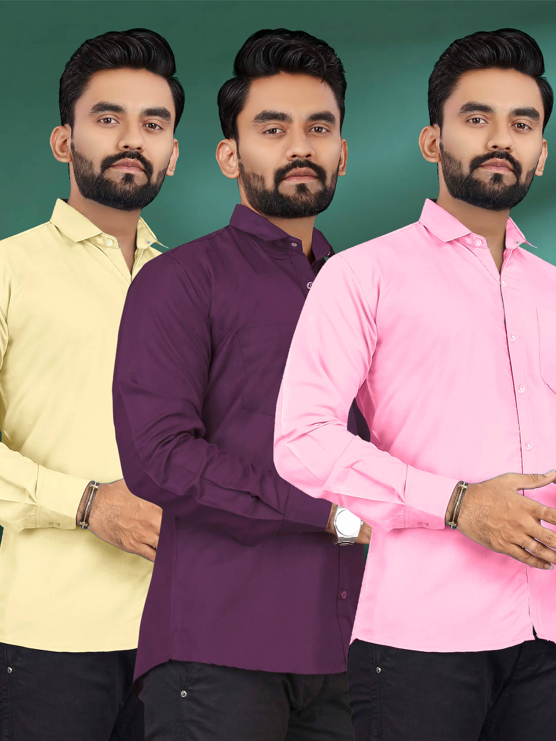     			ALY JH0N Cotton Regular Fit Full Sleeves Men's Formal Shirt - Multicolor 3 ( Pack of 3 )