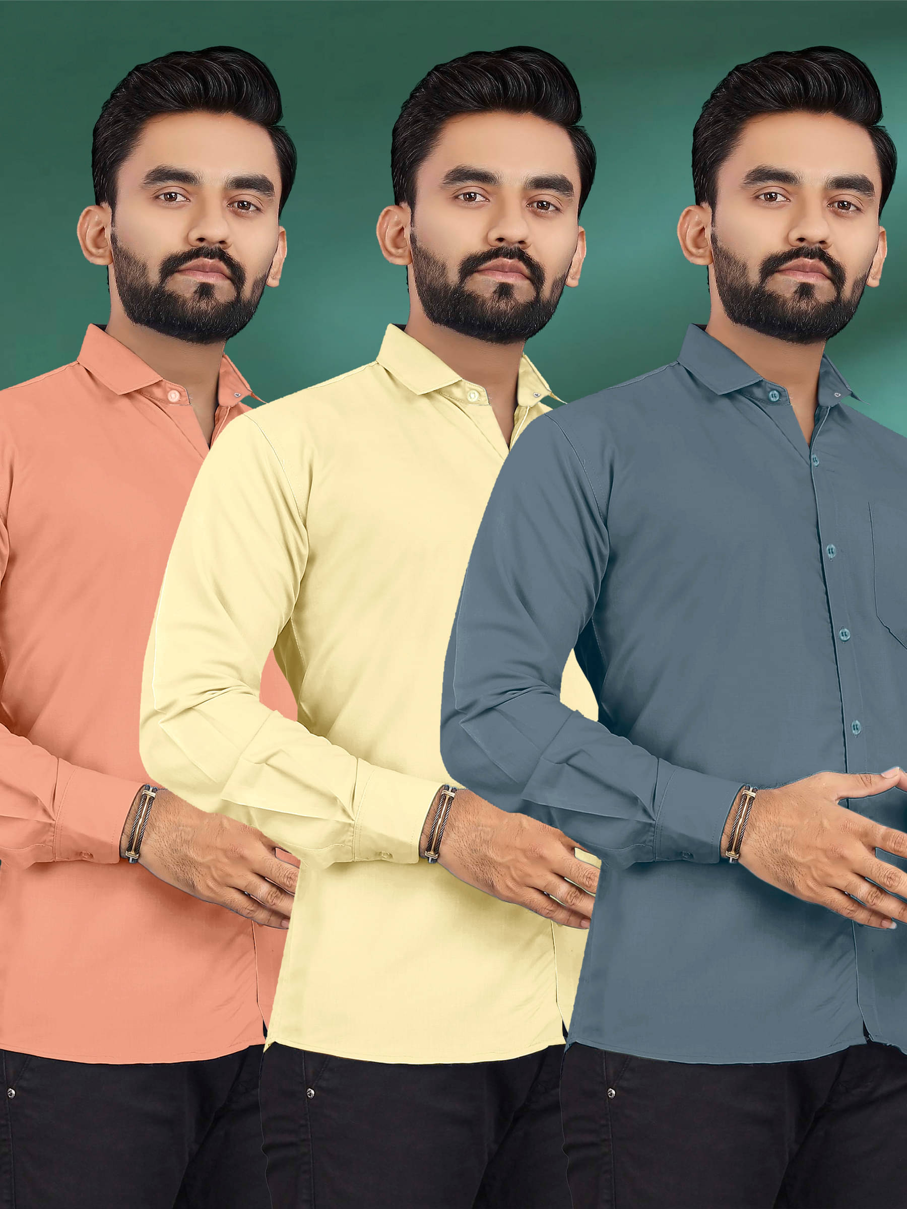 ALY JH0N Cotton Regular Fit Full Sleeves Men's Formal Shirt - Multicolor 6 ( Pack of 3 ) ALY JH0N Cotton Regular Fit Full Sleeves Men's Formal Shirt - Multicolor 6 ( Pack of 3 )