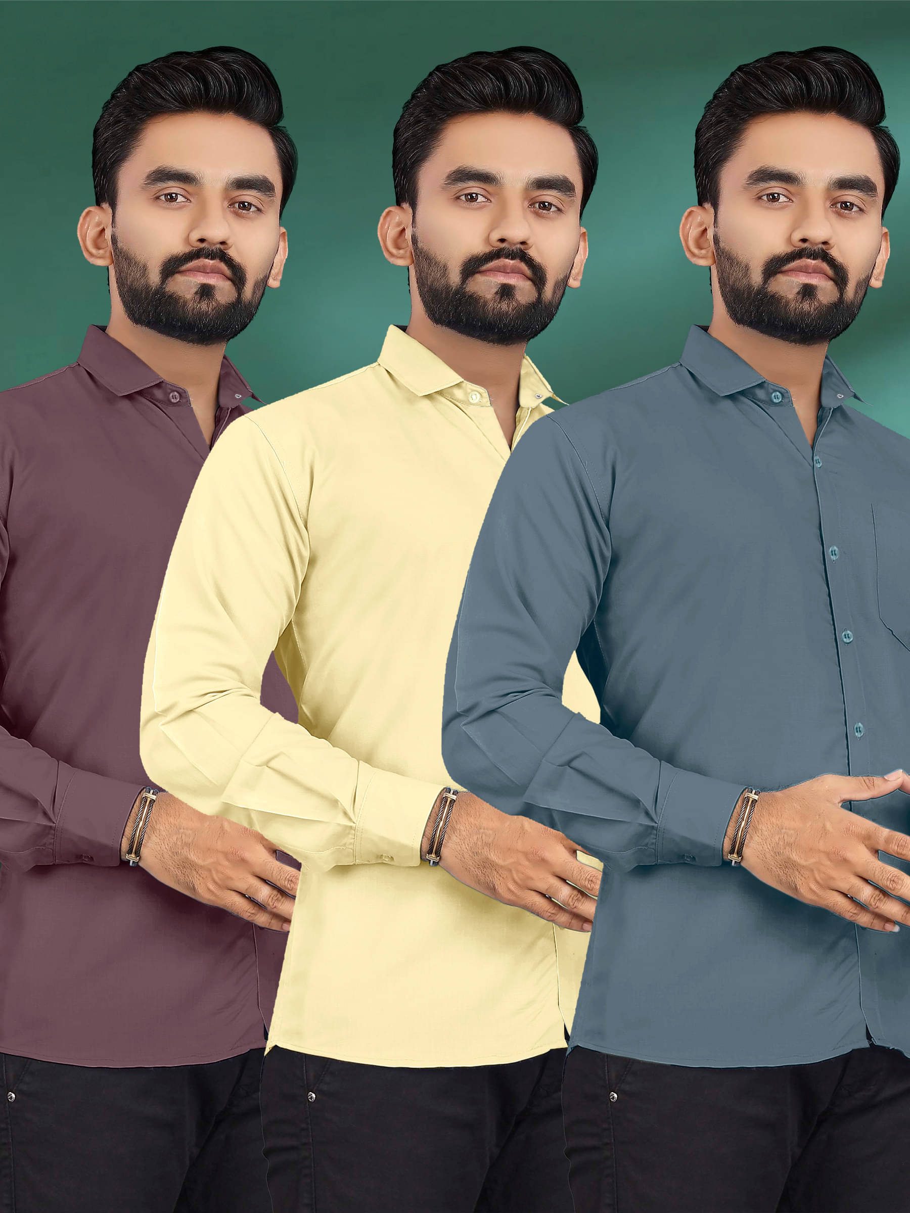     			ALY JH0N Cotton Regular Fit Full Sleeves Men's Formal Shirt - Multicolor 5 ( Pack of 3 )