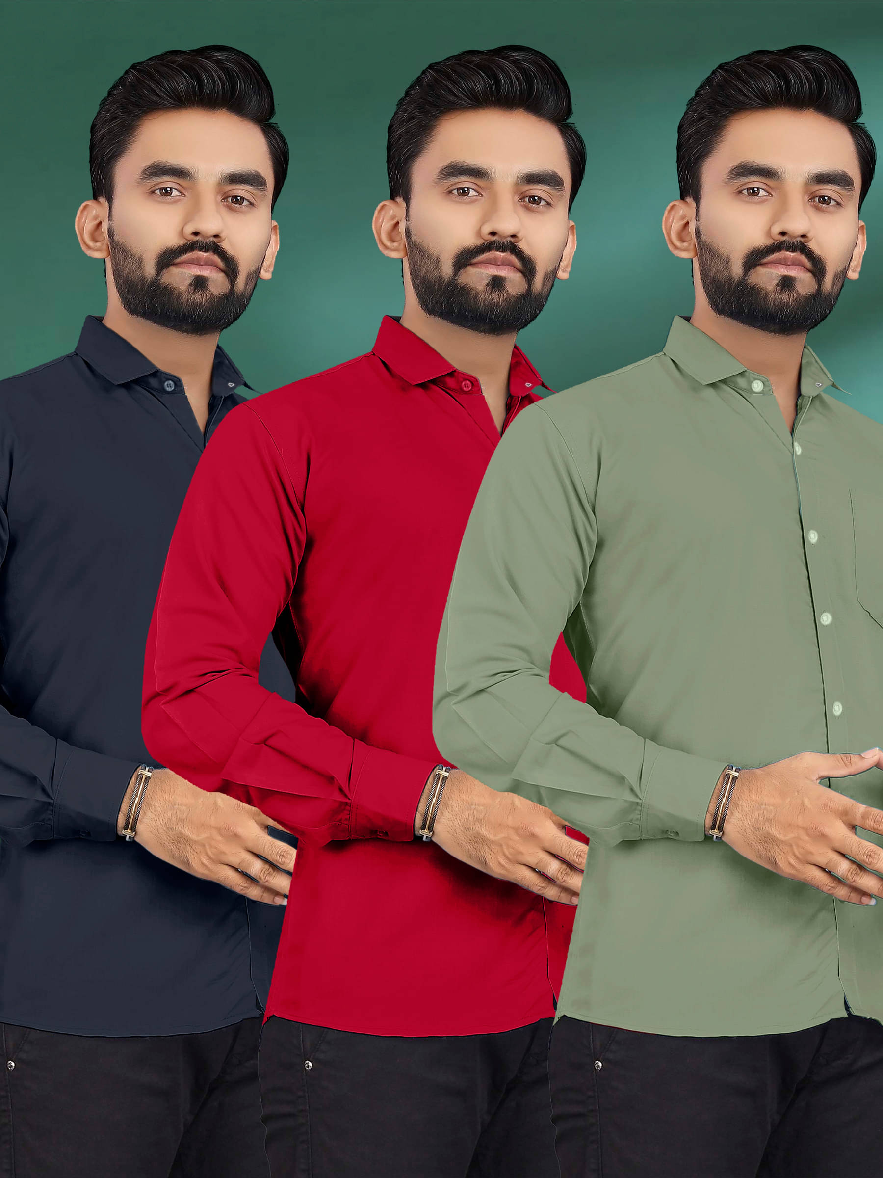 ALY JH0N Cotton Regular Fit Full Sleeves Men's Formal Shirt - Multicolor 5 ( Pack of 3 ) ALY JH0N Cotton Regular Fit Full Sleeves Men's Formal Shirt - Multicolor 5 ( Pack of 3 )