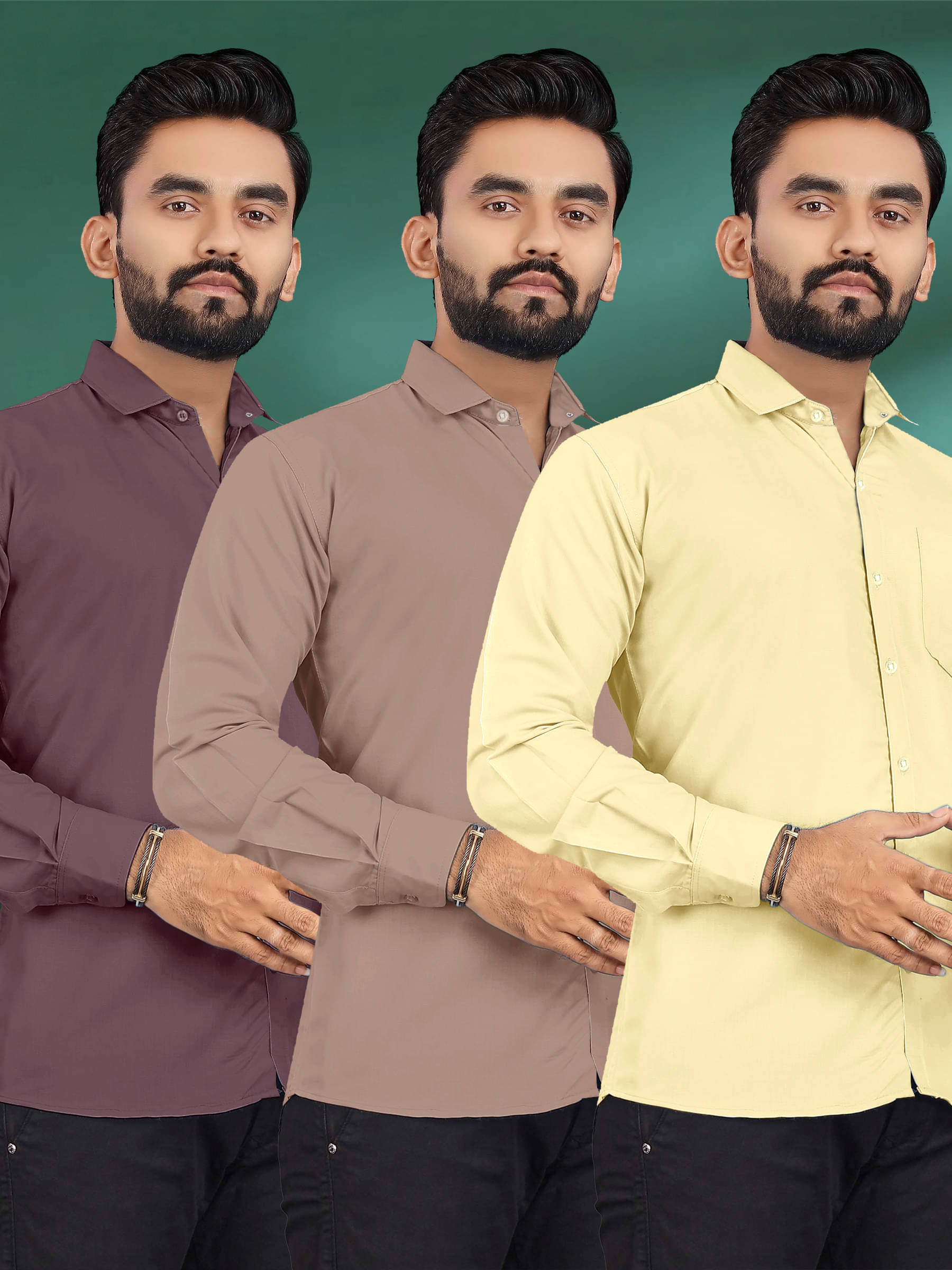     			ALY JH0N Cotton Regular Fit Full Sleeves Men's Formal Shirt - Multicolor 7 ( Pack of 3 )
