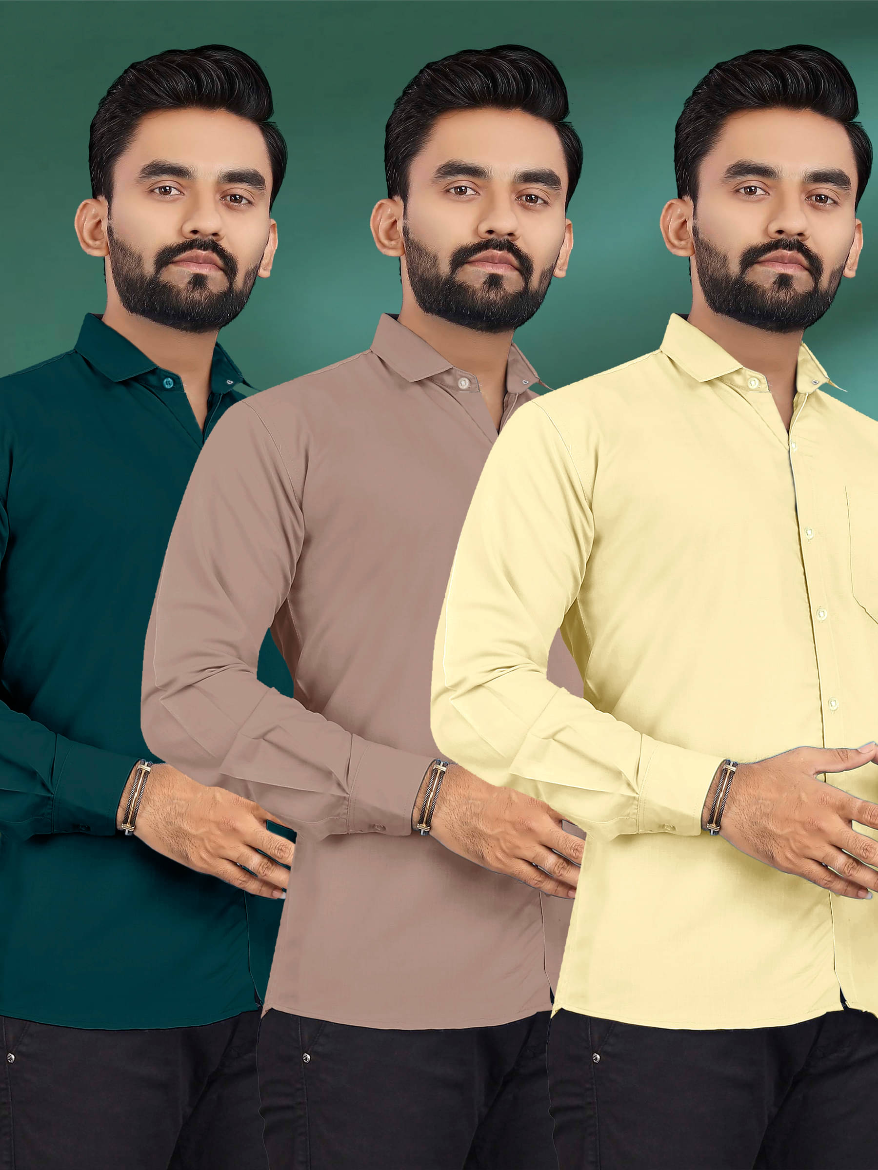 ALY JH0N Cotton Regular Fit Full Sleeves Men's Formal Shirt - Multicolor 9 ( Pack of 3 ) ALY JH0N Cotton Regular Fit Full Sleeves Men's Formal Shirt - Multicolor 9 ( Pack of 3 )