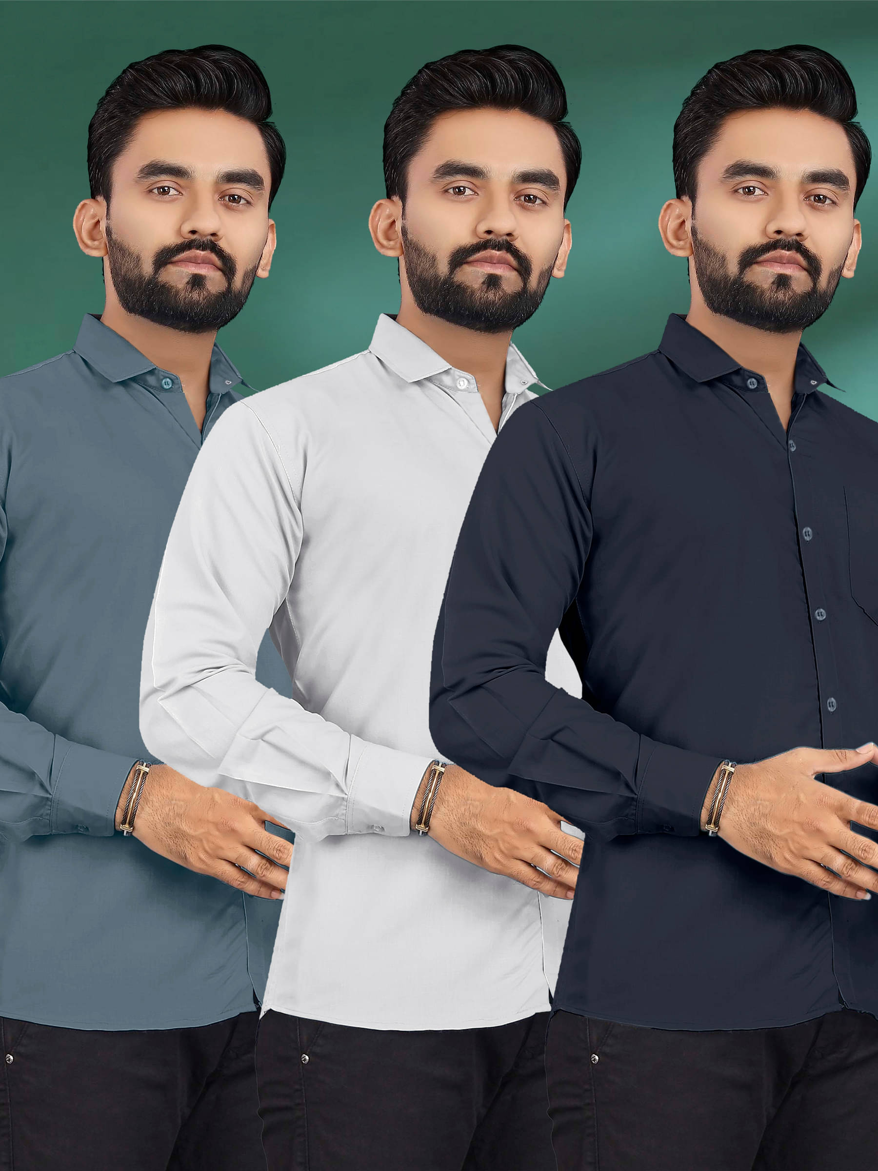 ALY JH0N Cotton Regular Fit Full Sleeves Men's Formal Shirt - Multicolor 11 ( Pack of 3 ) ALY JH0N Cotton Regular Fit Full Sleeves Men's Formal Shirt - Multicolor 11 ( Pack of 3 )