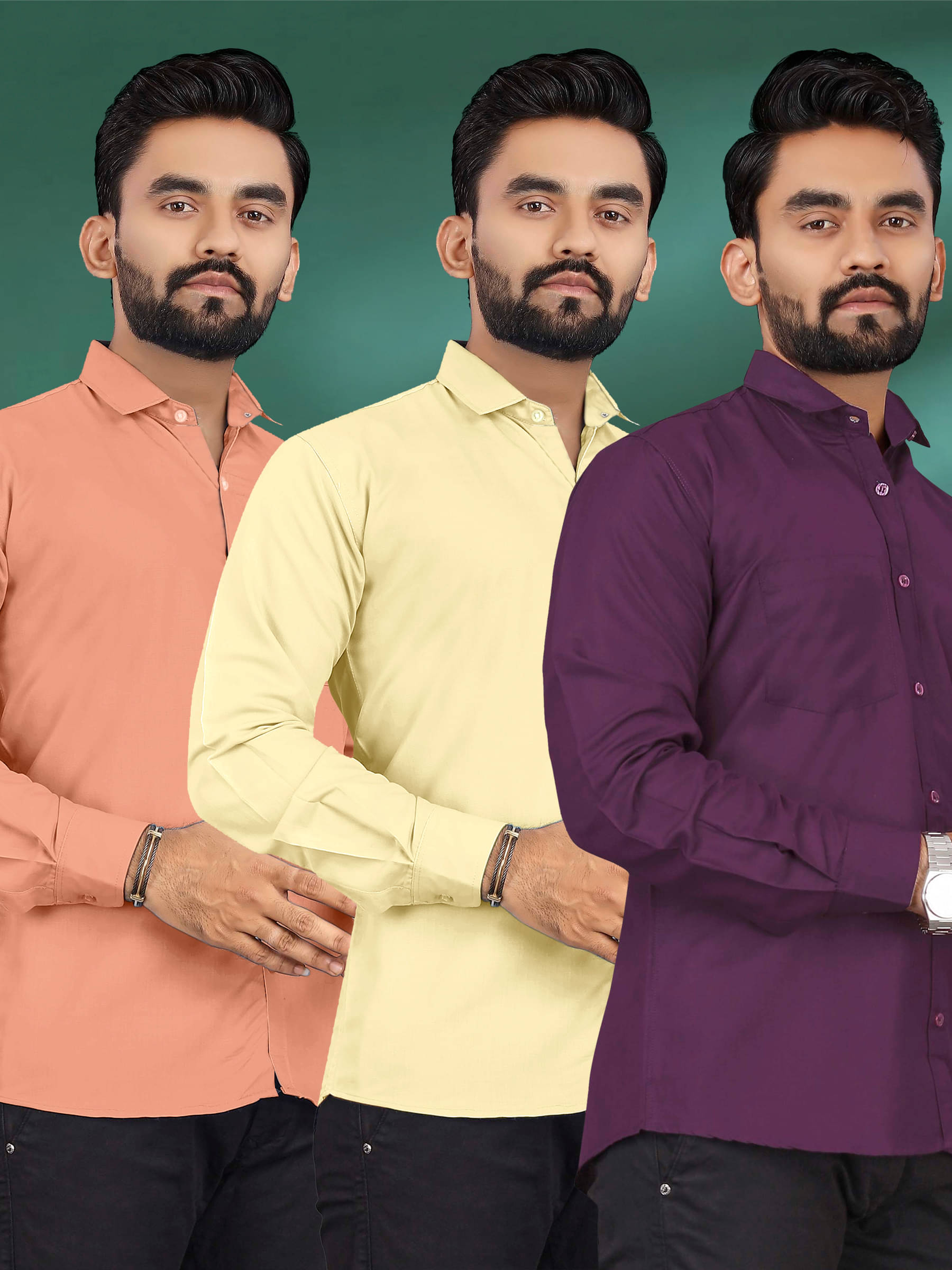     			ALY JH0N Cotton Regular Fit Full Sleeves Men's Formal Shirt - Multicolor 8 ( Pack of 3 )