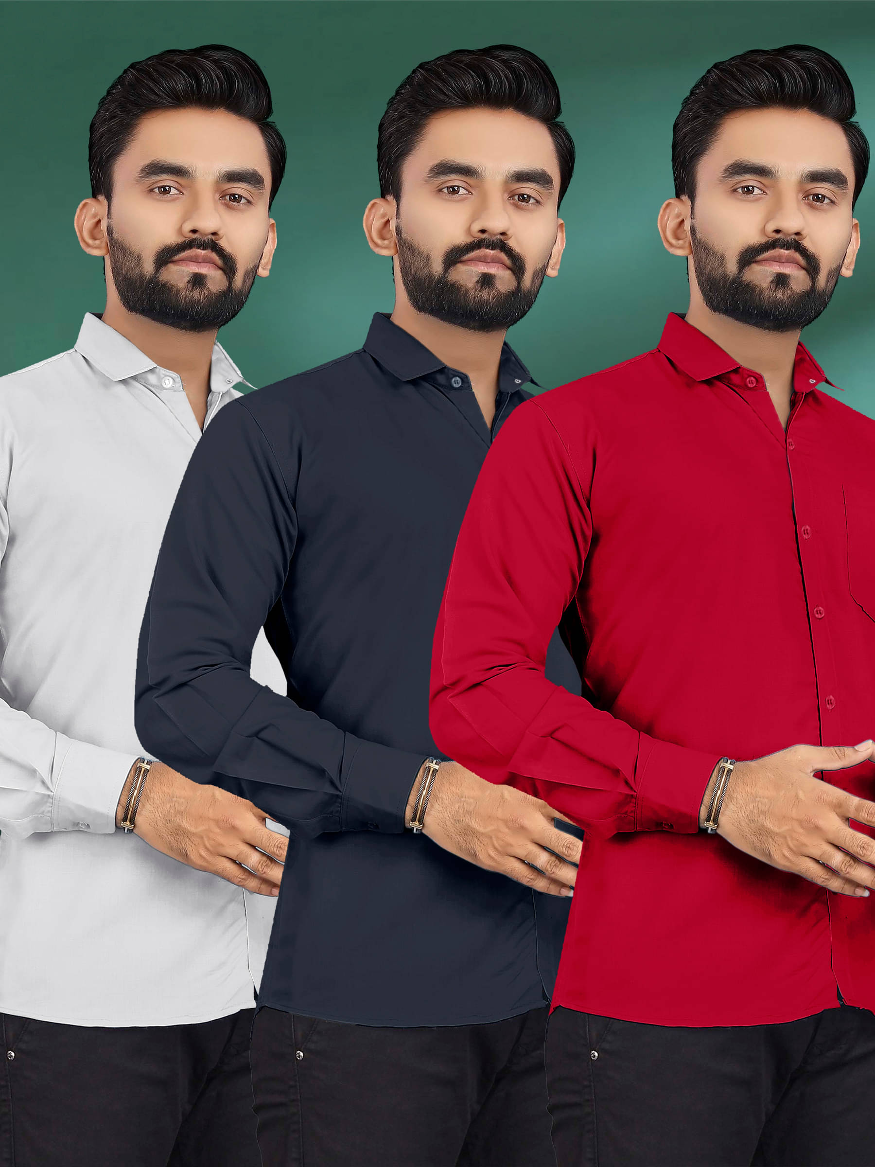     			ALY JH0N Cotton Regular Fit Full Sleeves Men's Formal Shirt - Multicolor 8 ( Pack of 3 )
